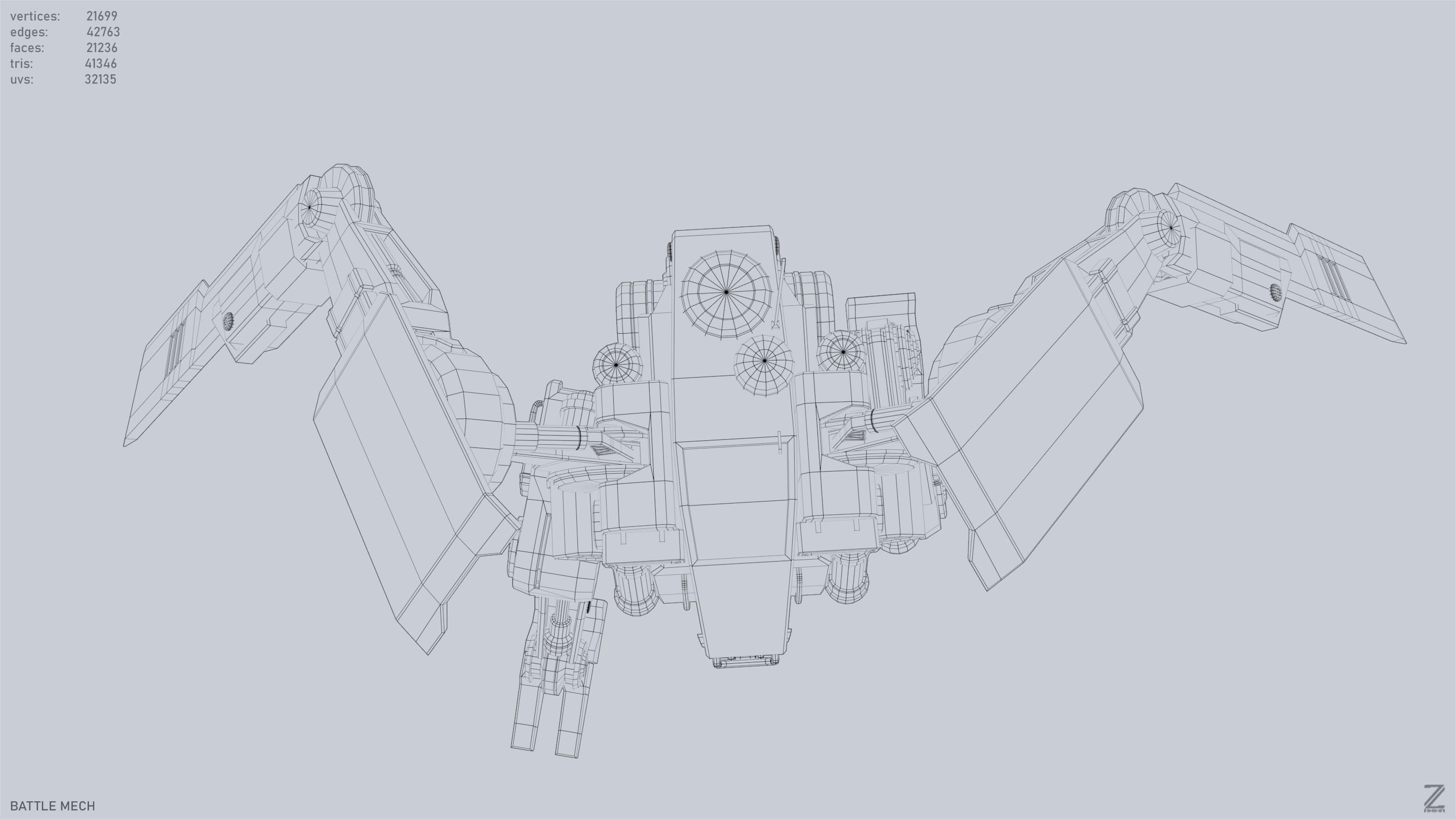 Battle Mech Low-poly 3D model_15