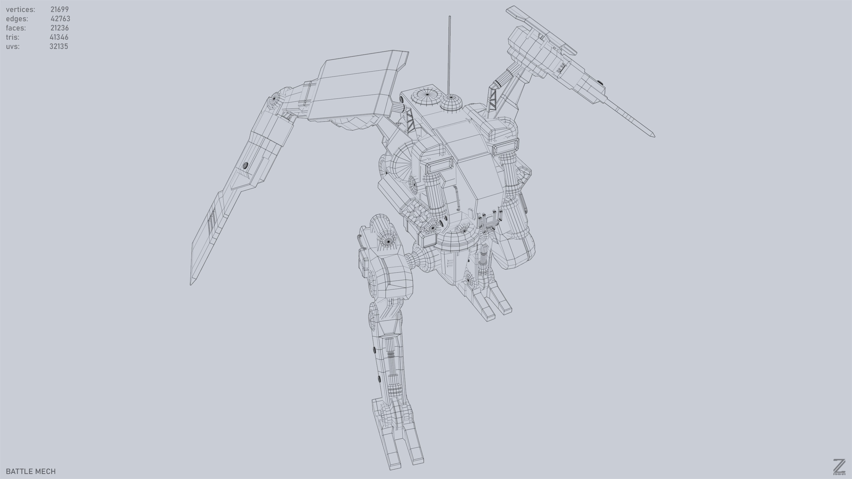 Battle Mech Low-poly 3D model_10