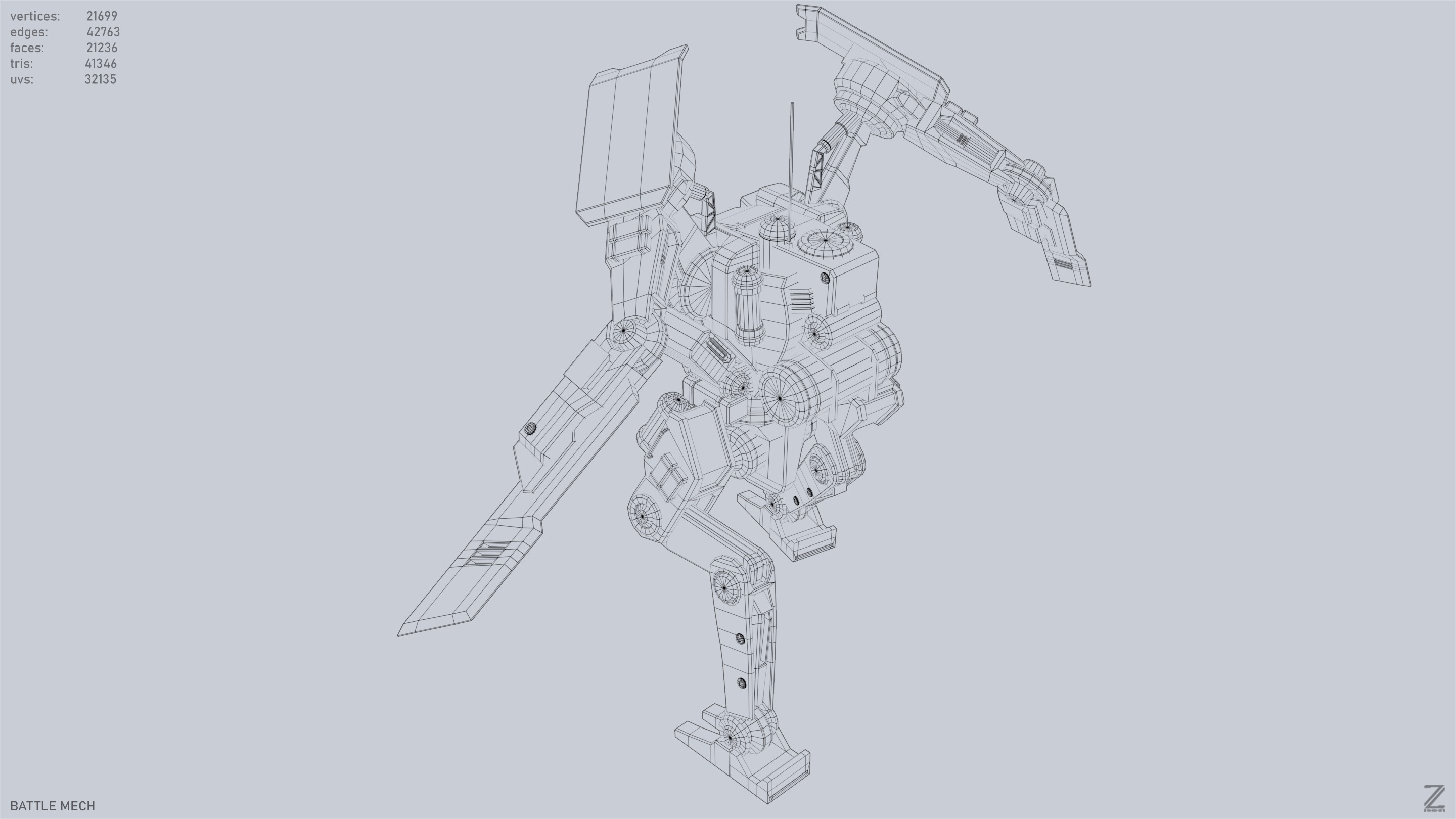 Battle Mech Low-poly 3D model_12