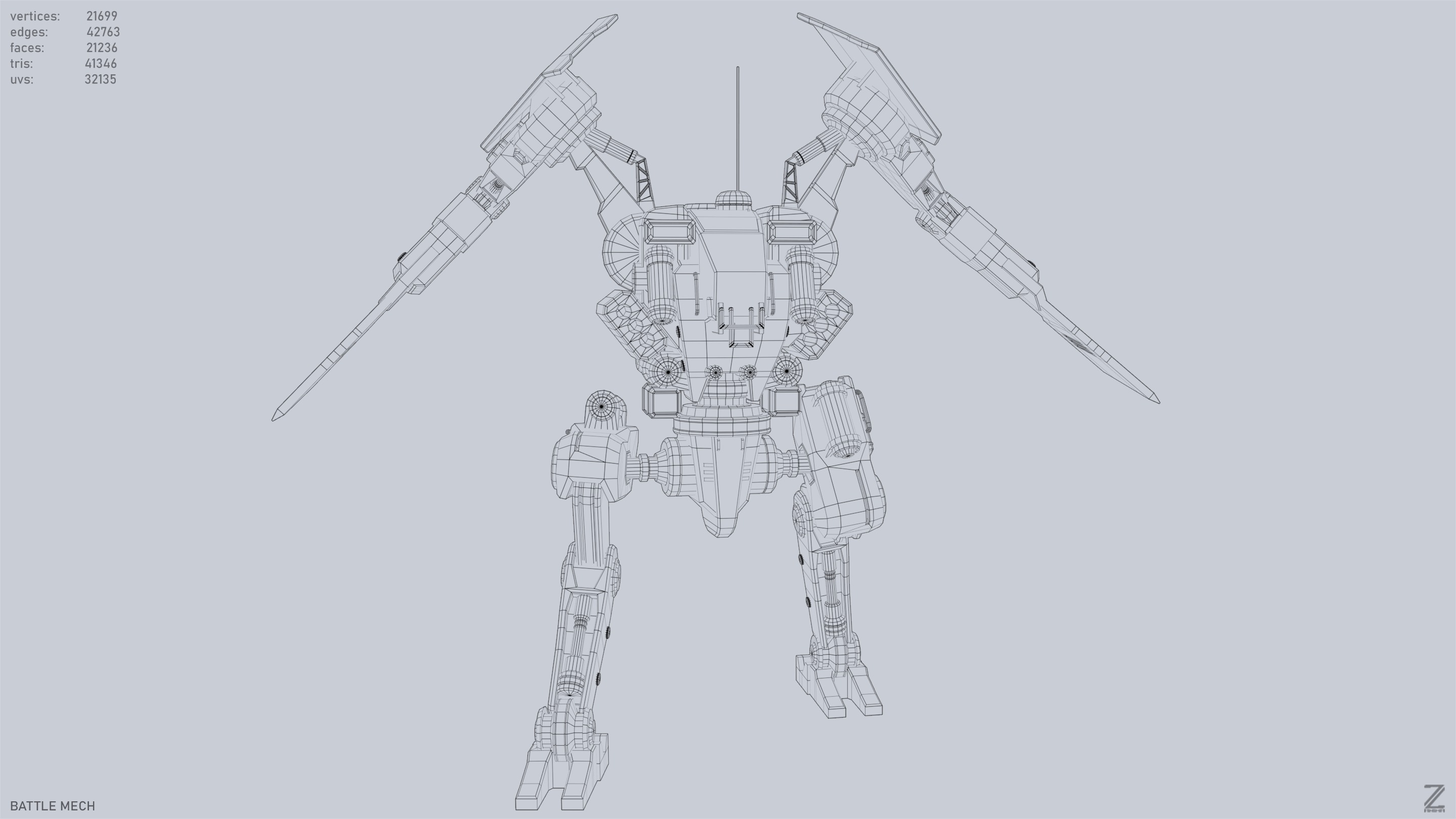 Battle Mech Low-poly 3D model_9