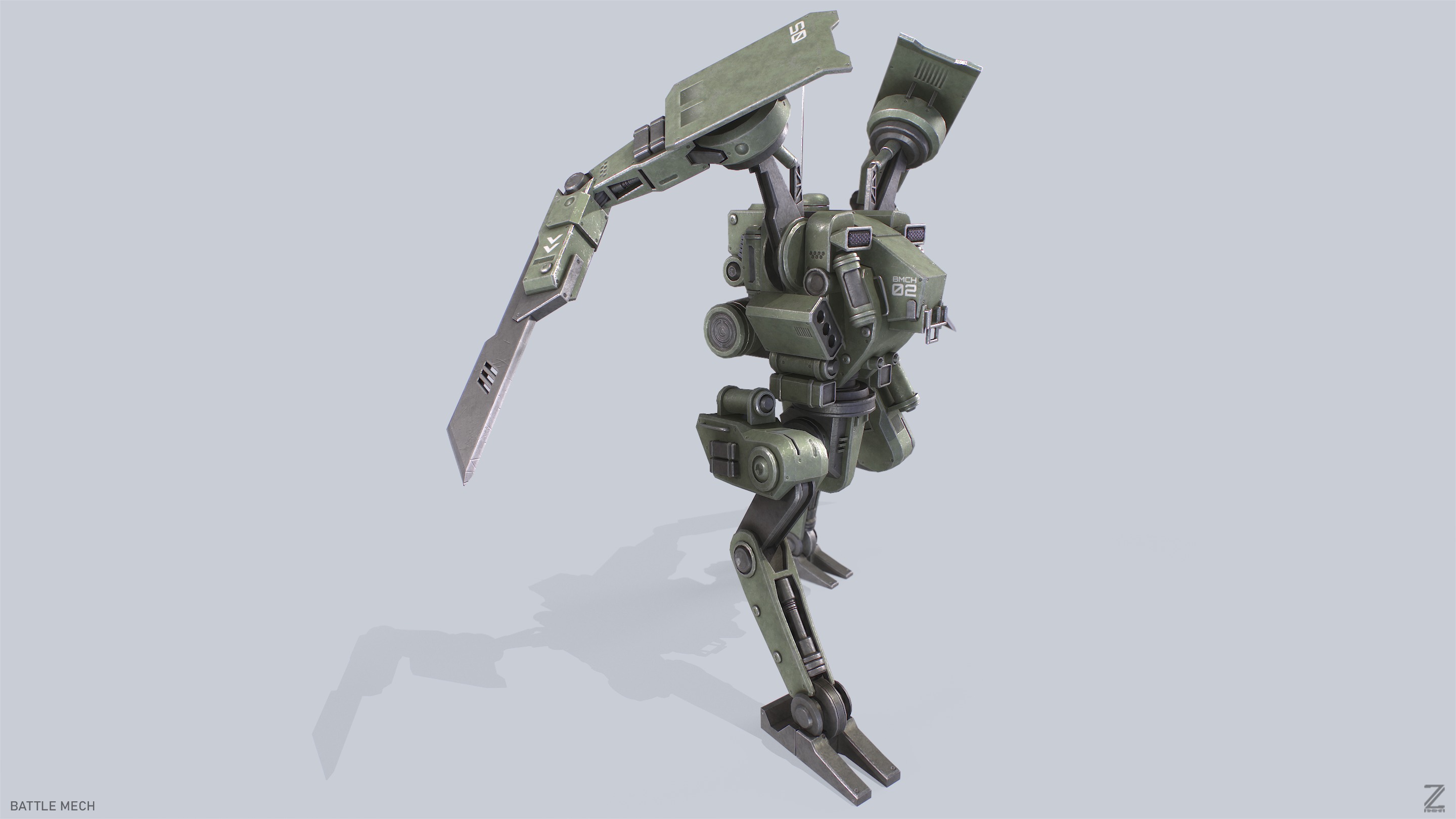 Battle Mech Low-poly 3D model_6