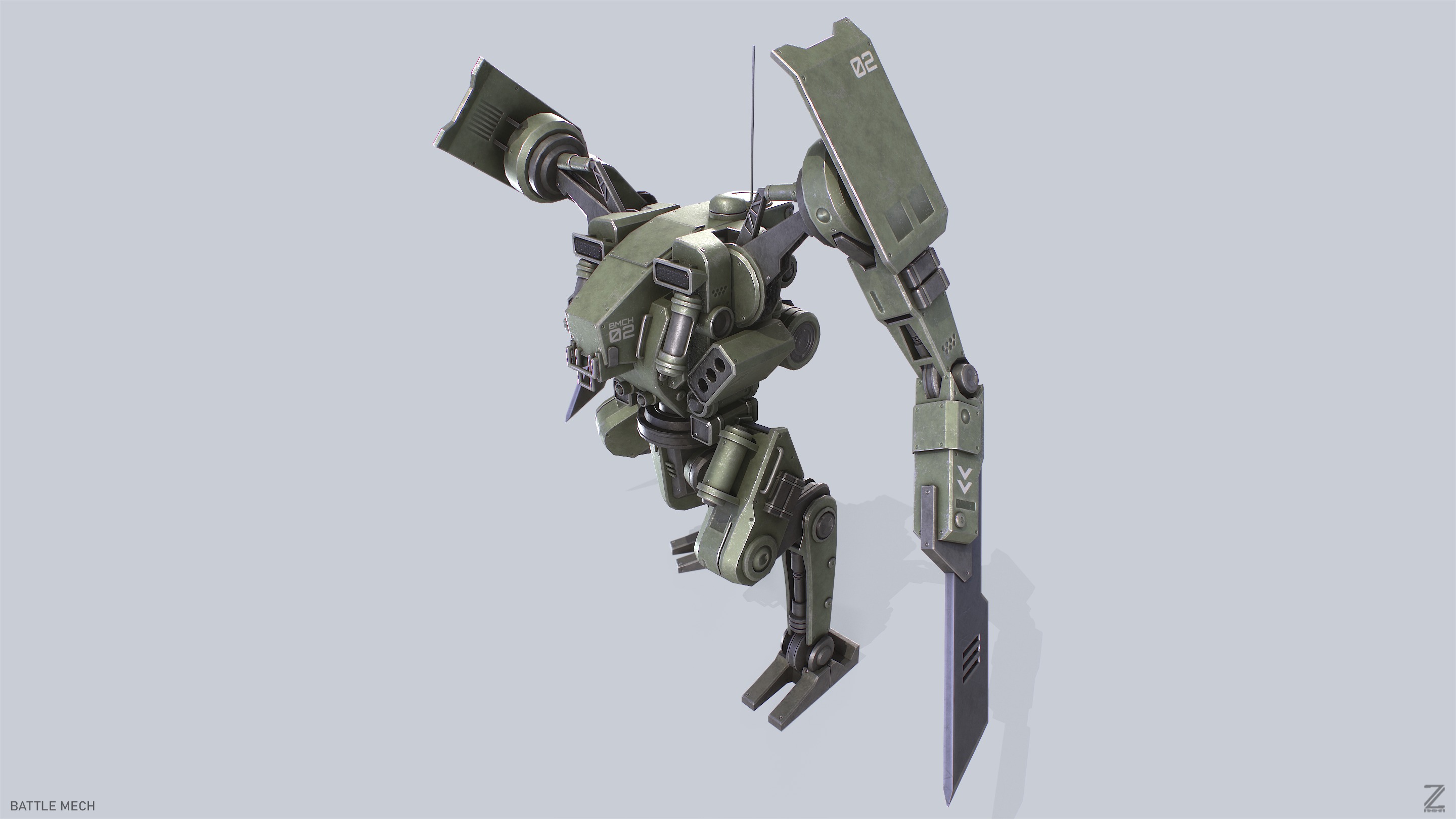 Battle Mech Low-poly 3D model_5