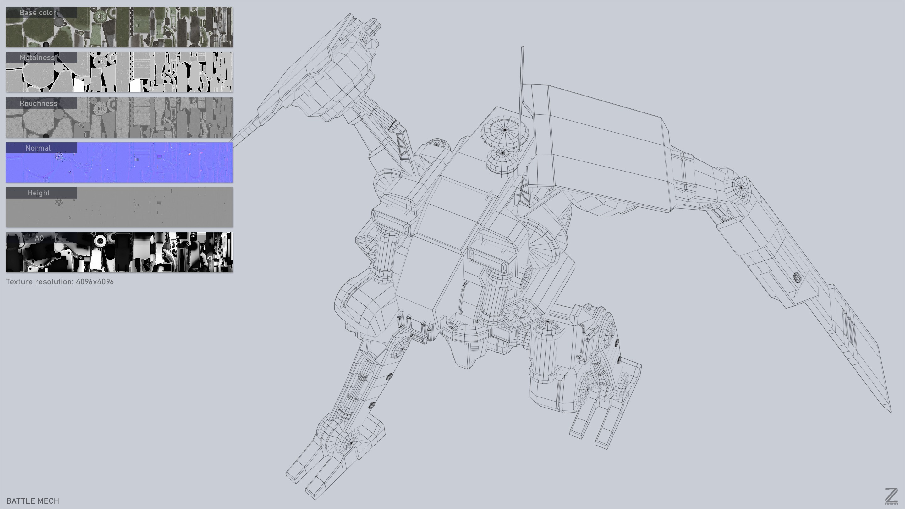 Battle Mech Low-poly 3D model_3