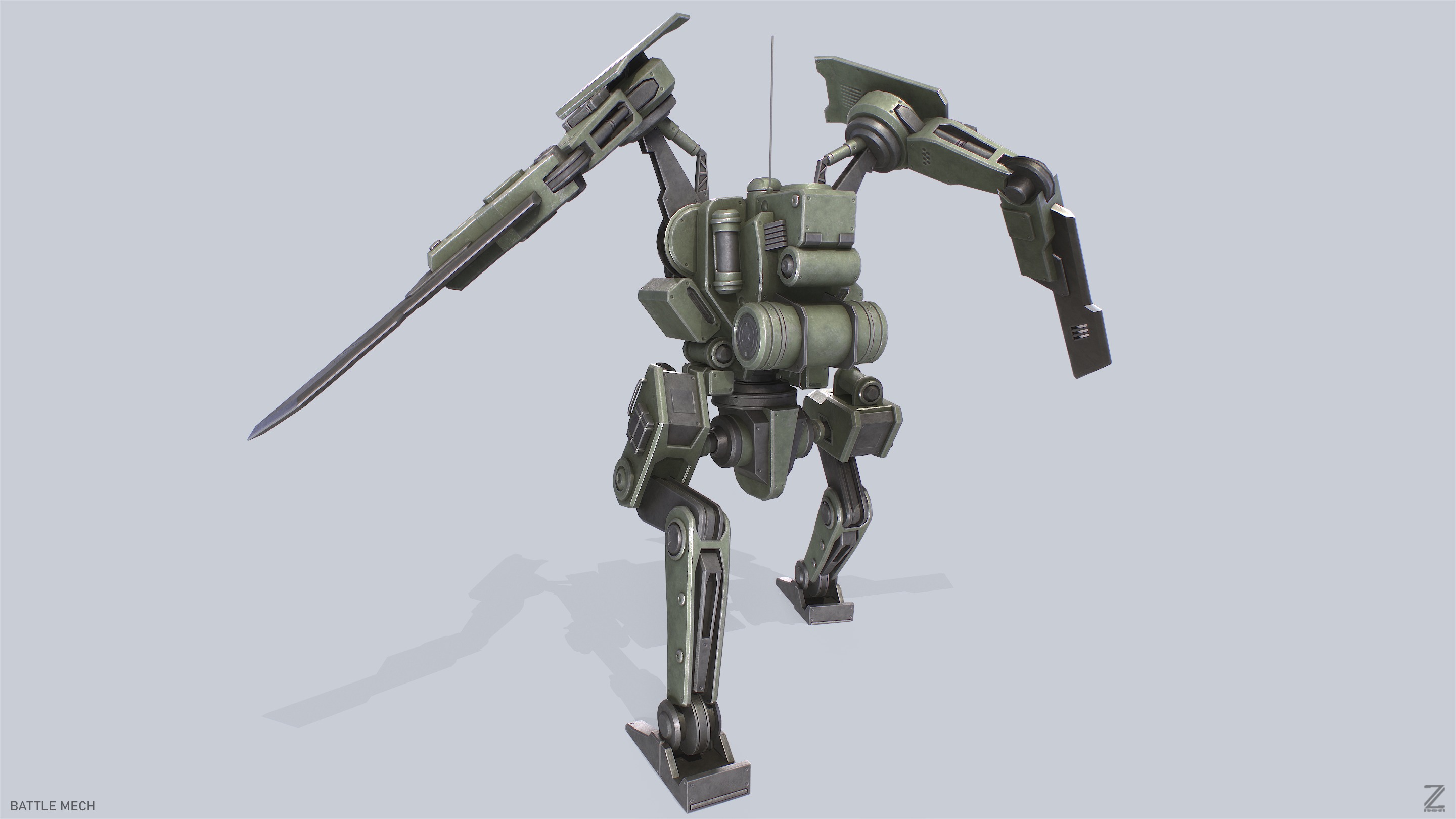Battle Mech Low-poly 3D model_8