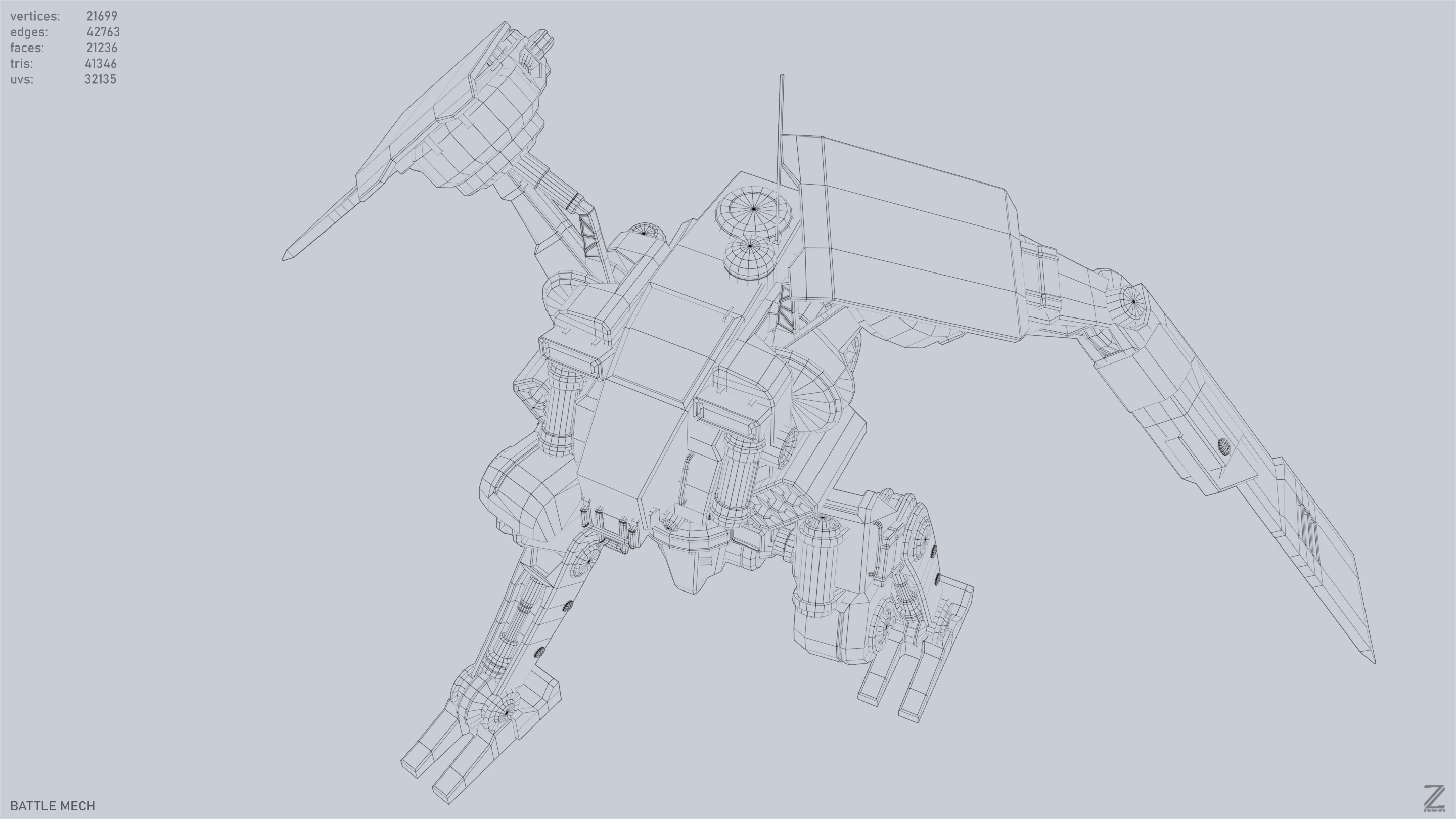 Battle Mech Low-poly 3D model_13
