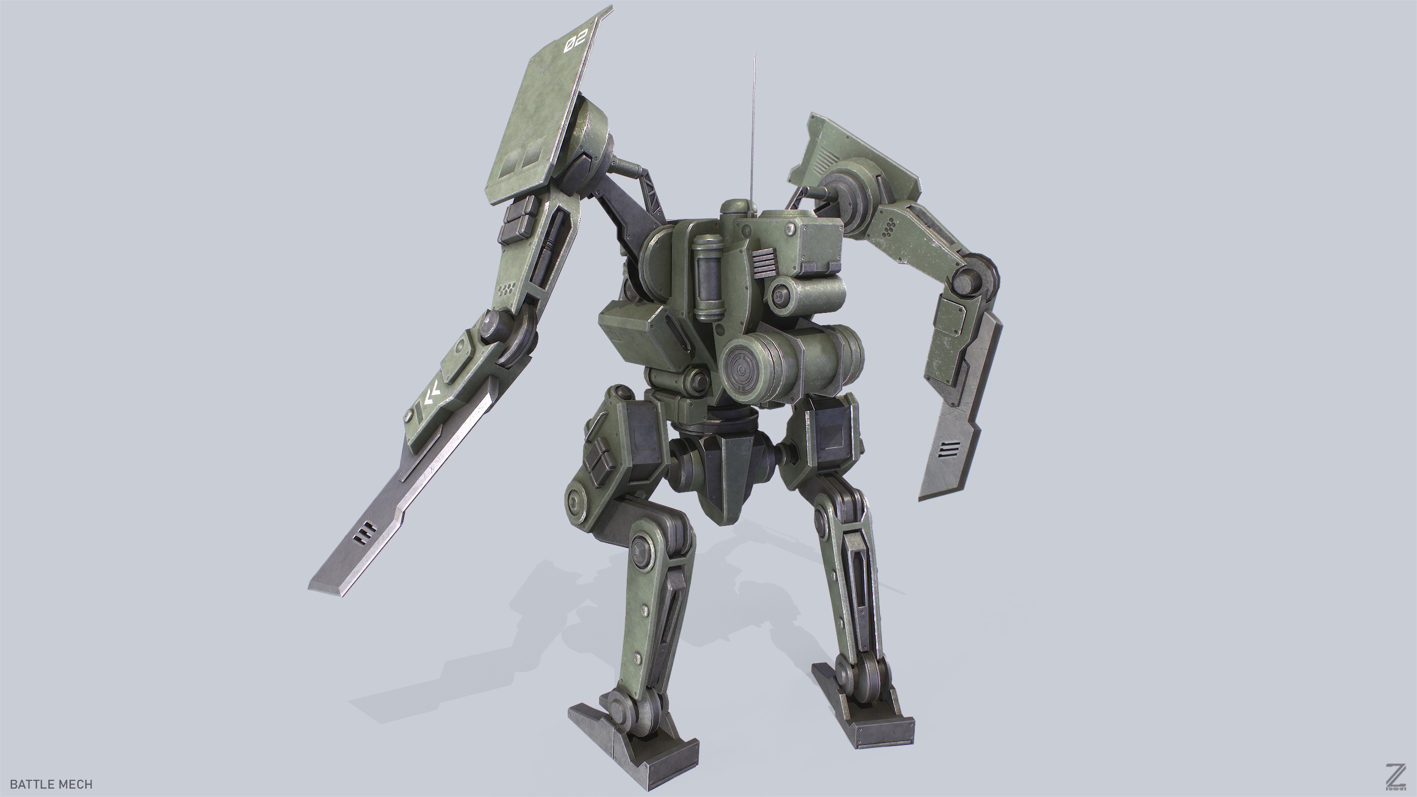 Battle Mech Low-poly 3D model_4