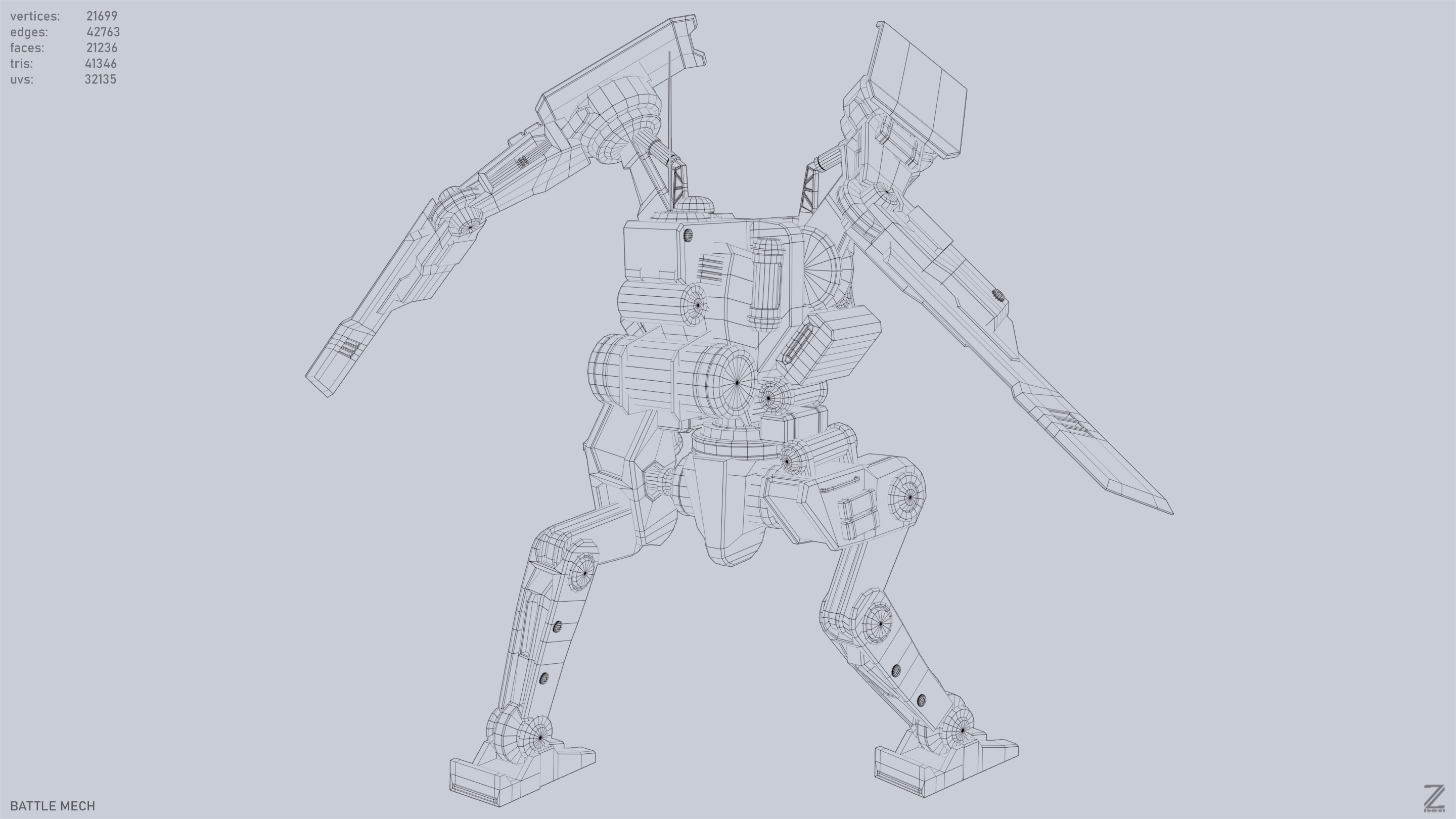 Battle Mech Low-poly 3D model_11