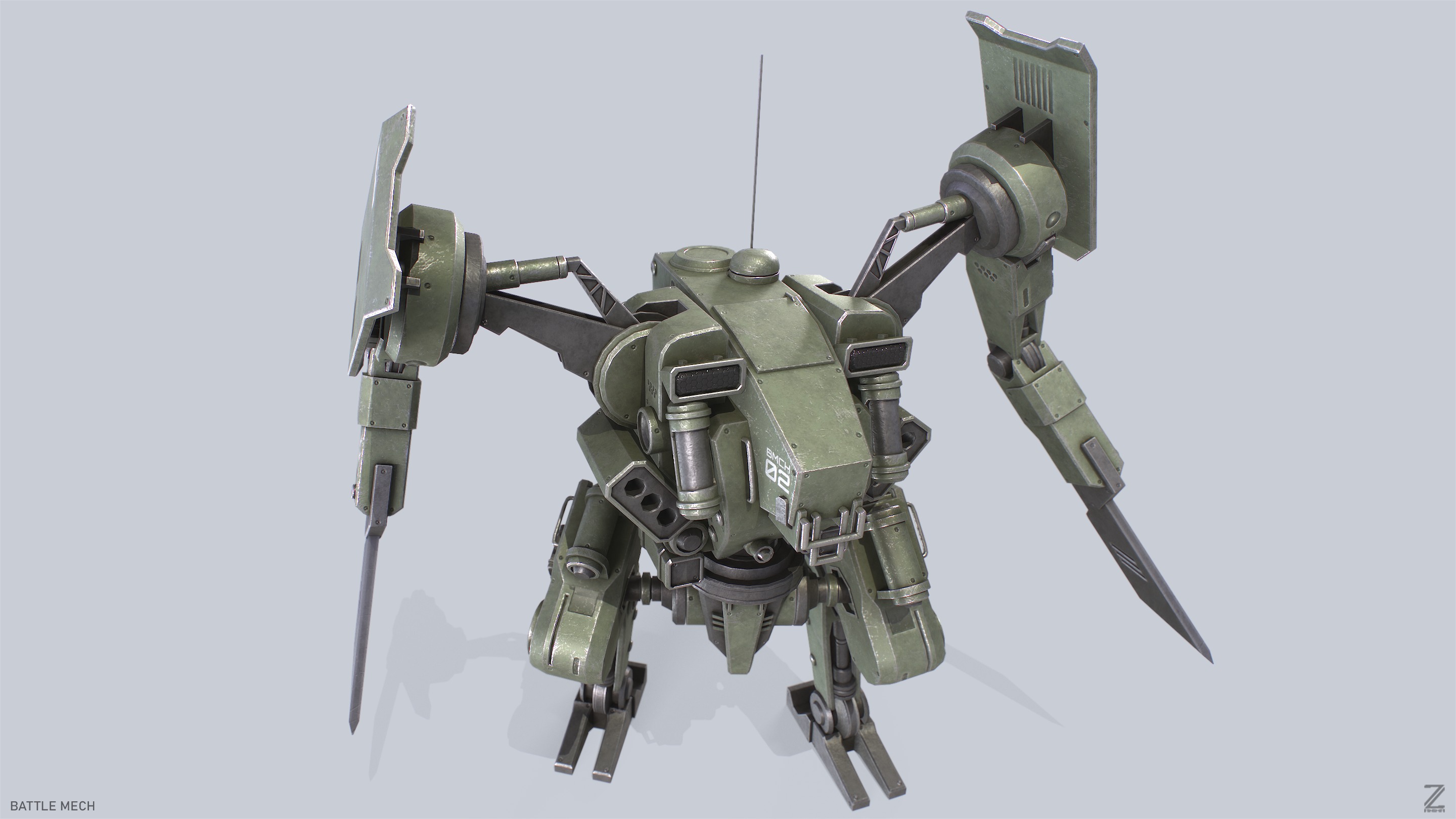Battle Mech Low-poly 3D model_2