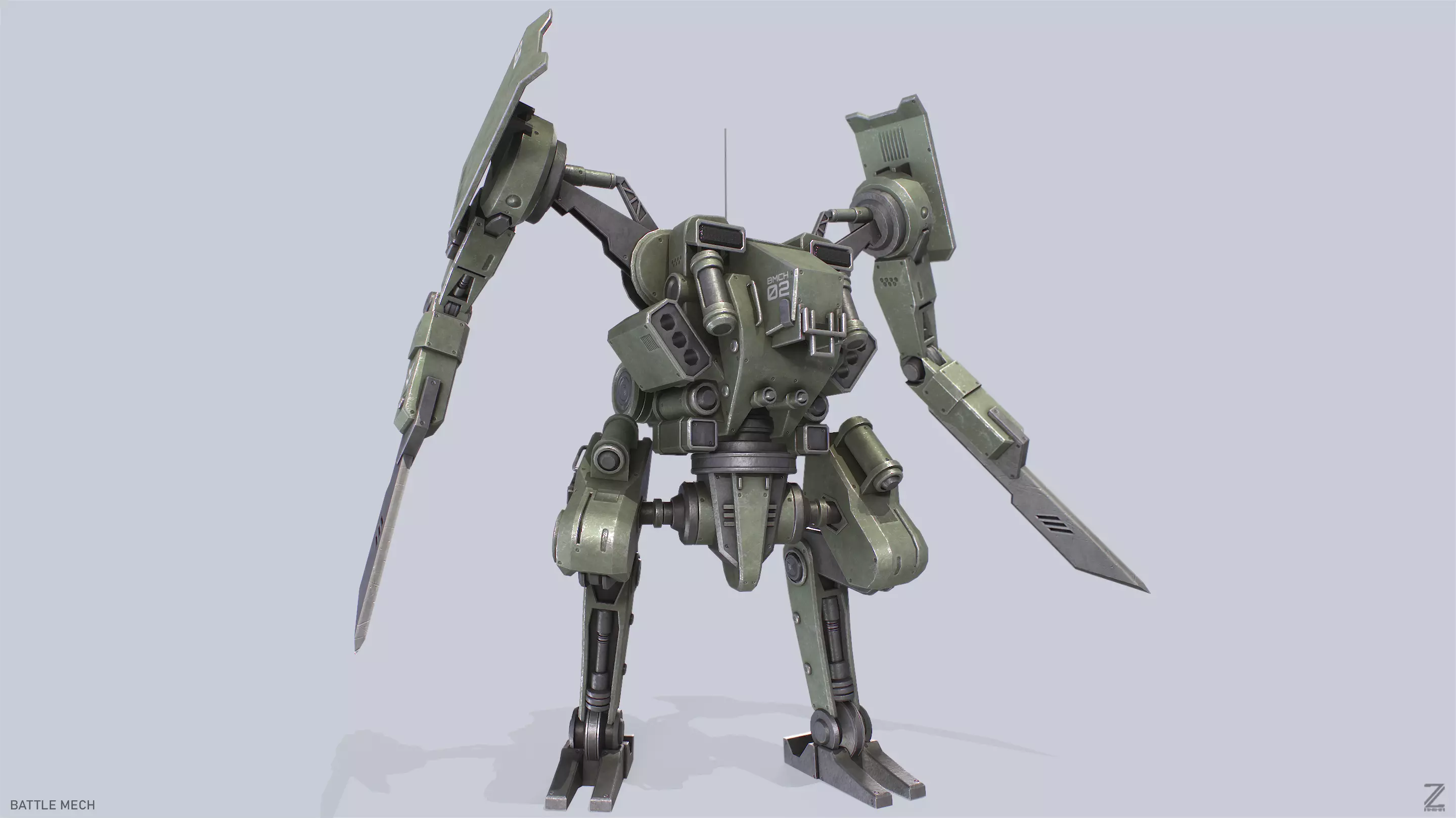 Battle Mech Low-poly 3D model_0