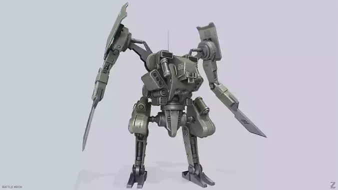 Battle Mech Low-poly 3D model