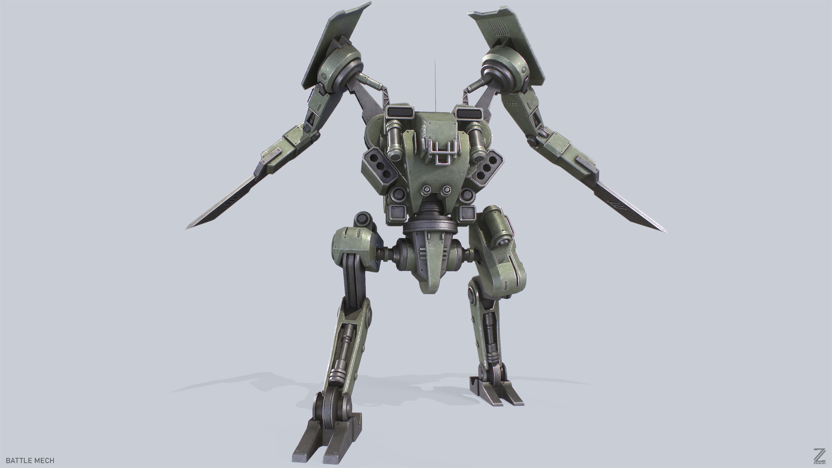 Battle Mech Low-poly 3D model_7