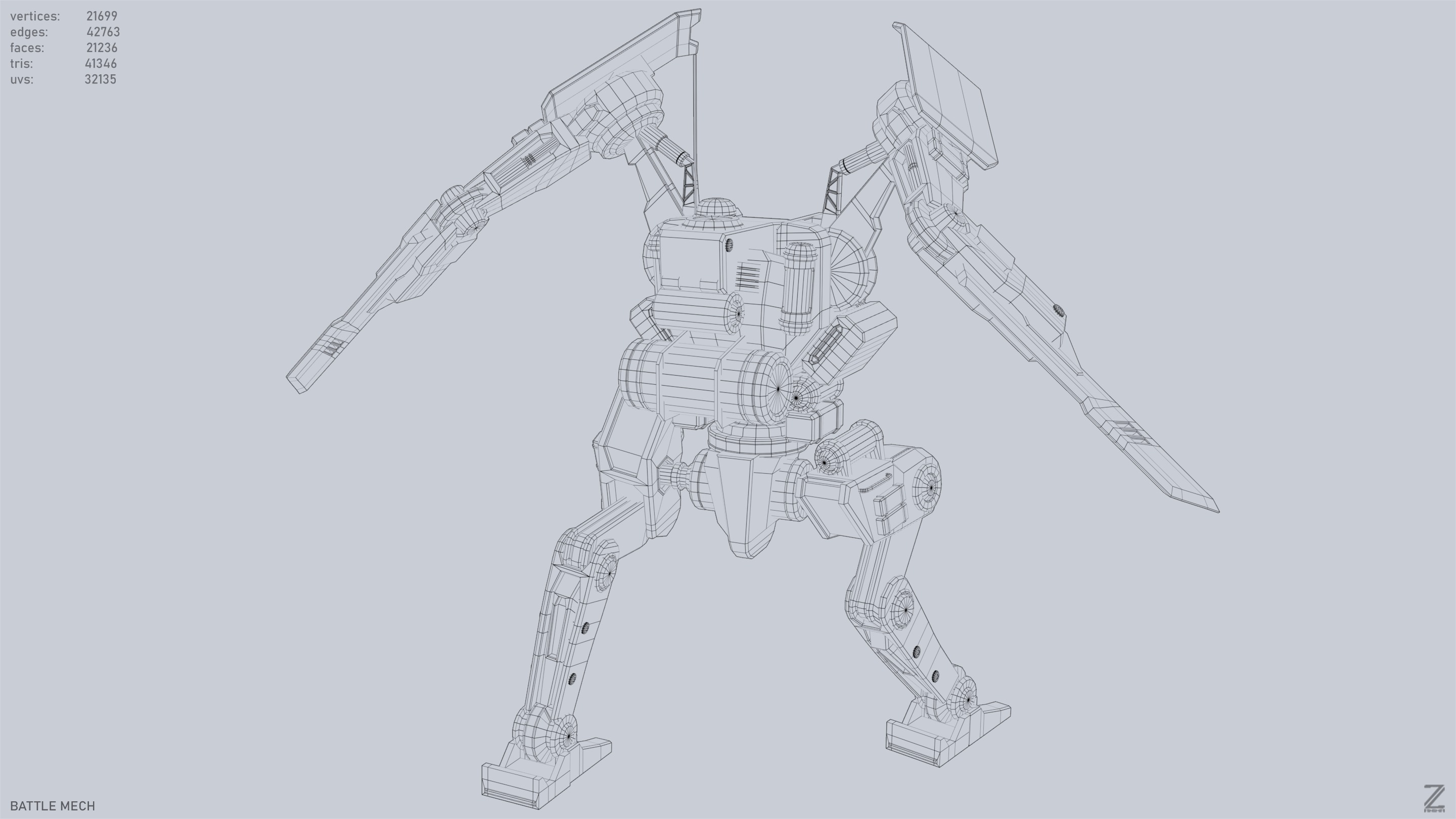 Battle Mech Low-poly 3D model_14