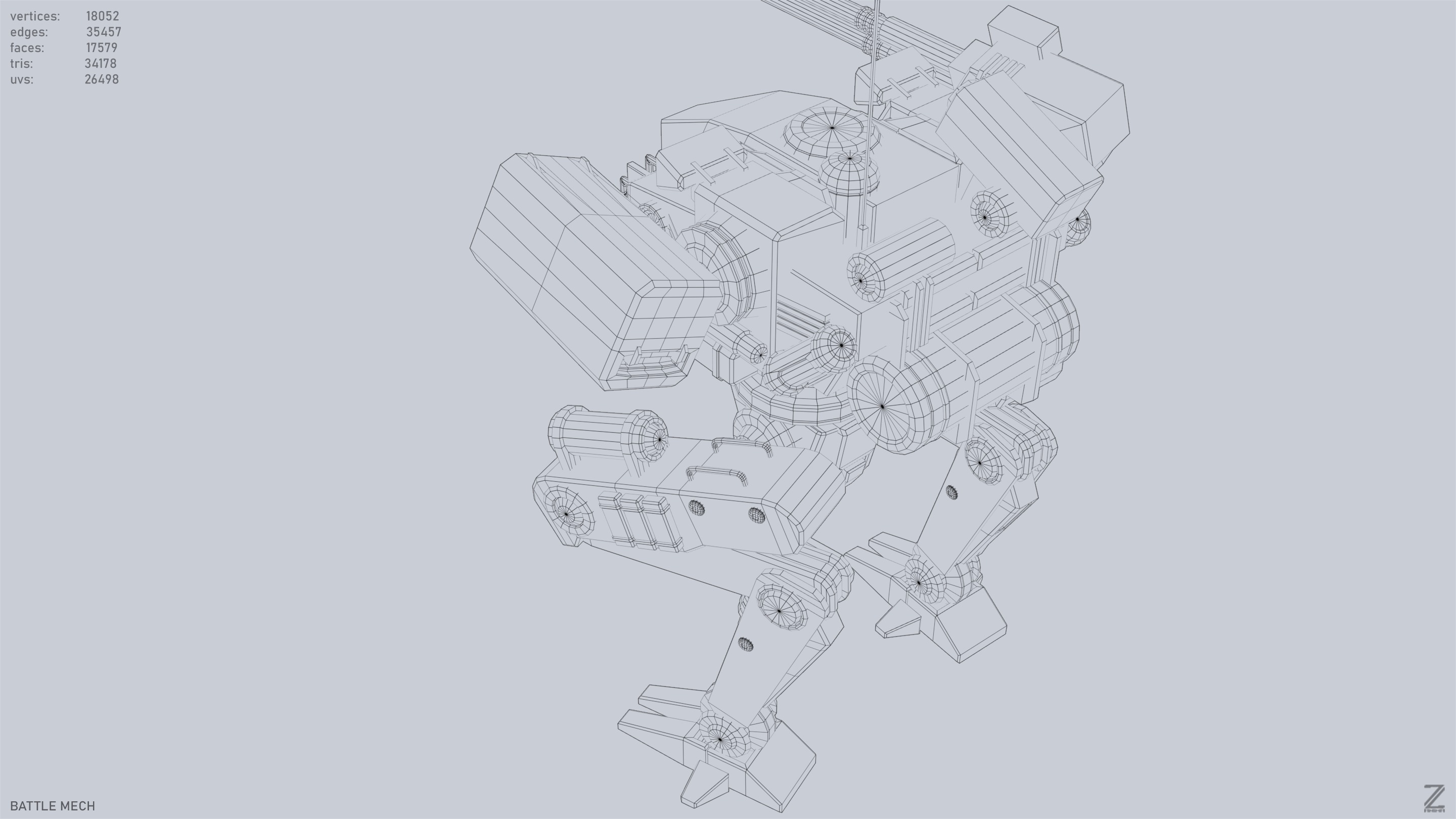 Battle Mech Low-poly 3D model_15