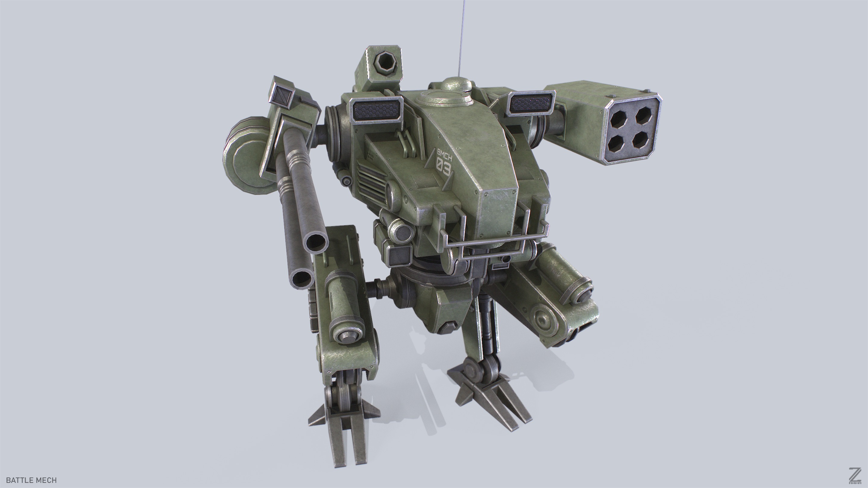 Battle Mech Low-poly 3D model_9
