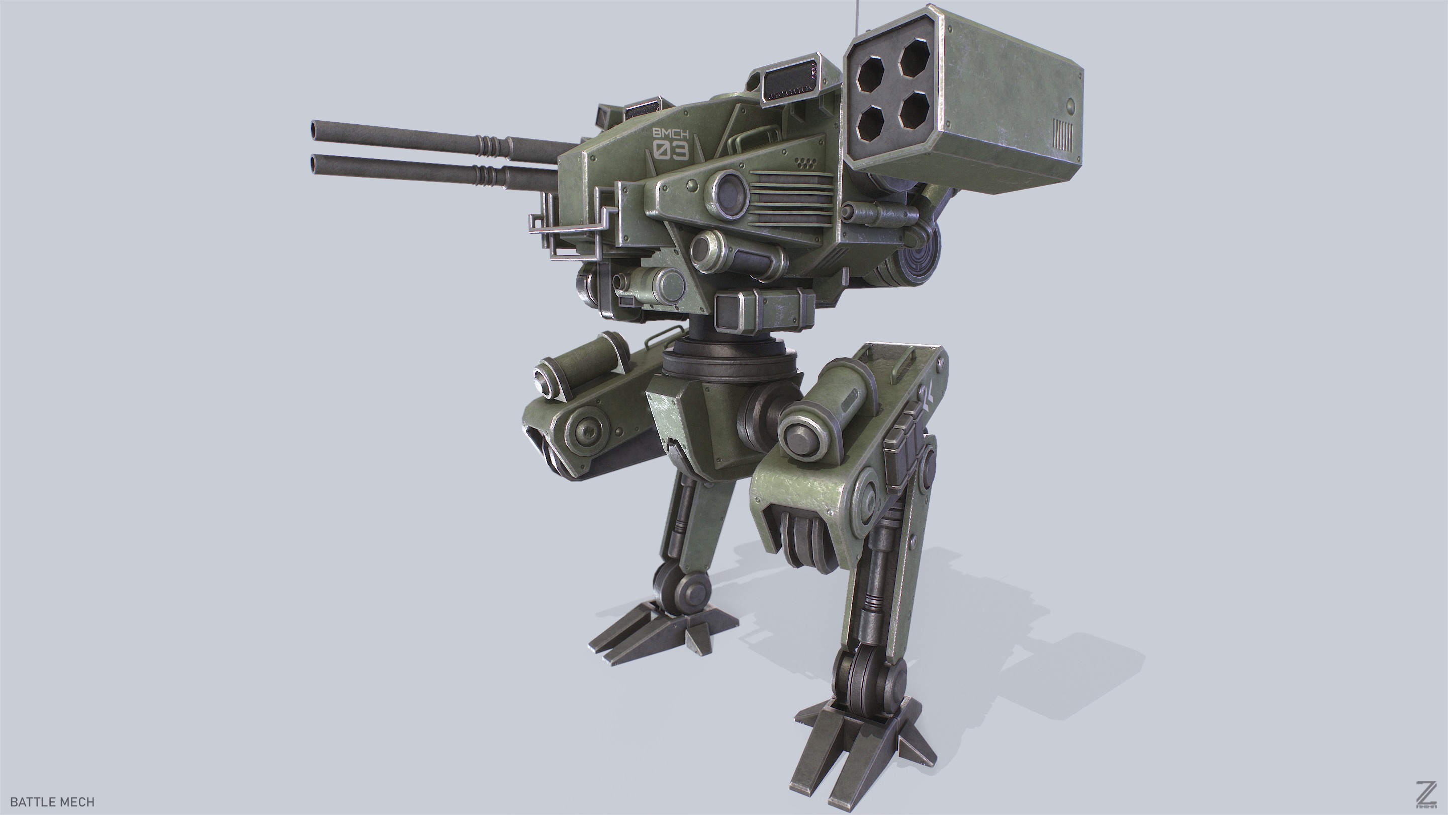 Battle Mech Low-poly 3D model_4