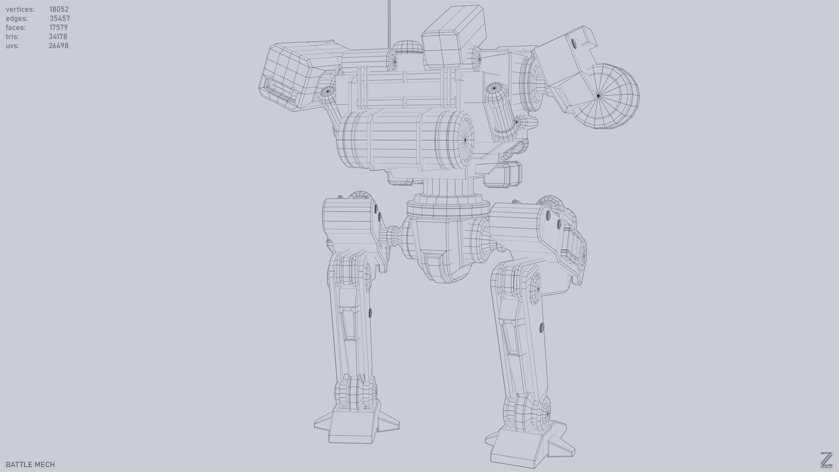 Battle Mech Low-poly 3D model_14