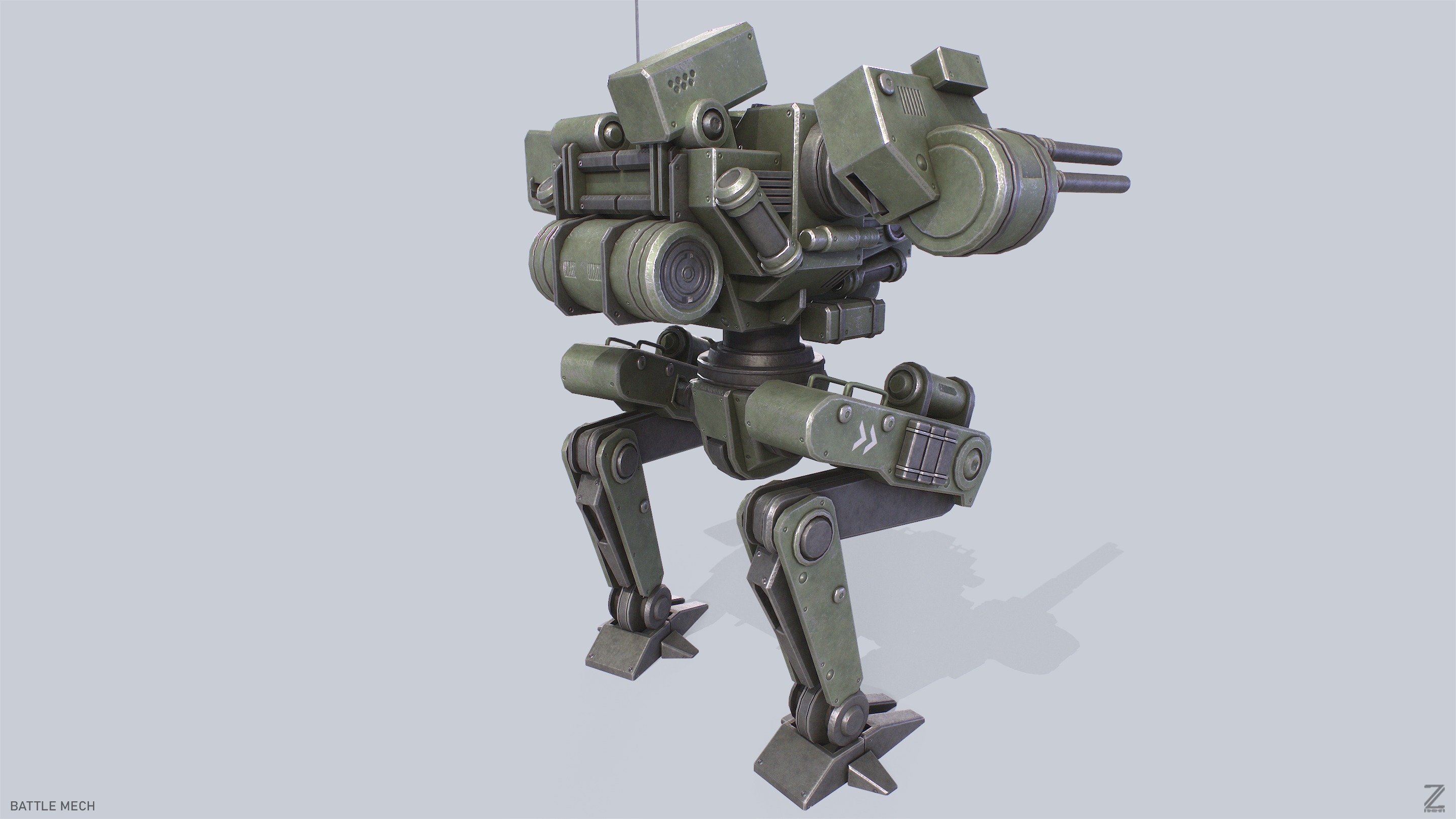Battle Mech Low-poly 3D model_6