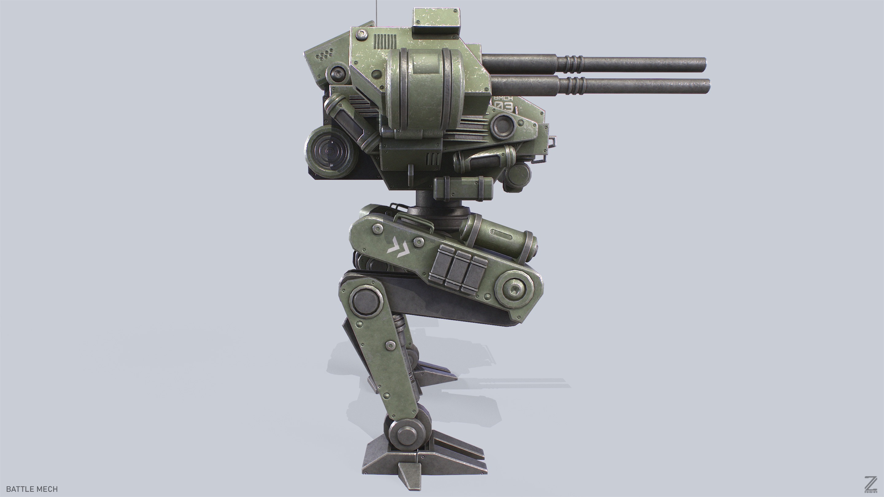 Battle Mech Low-poly 3D model_5