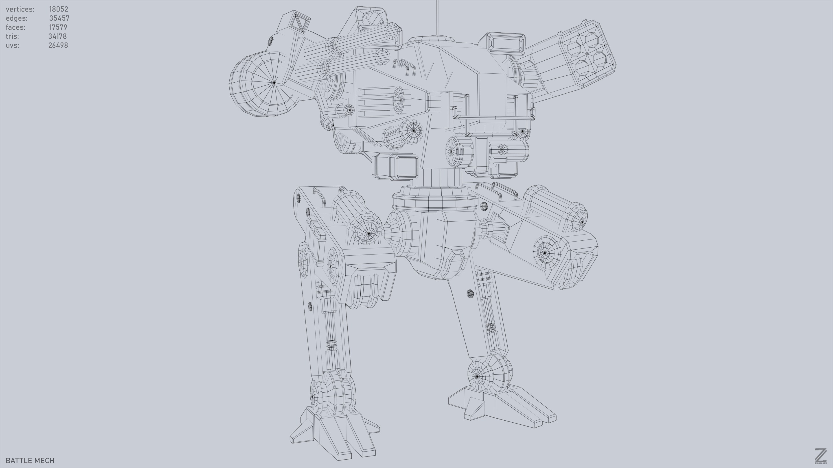 Battle Mech Low-poly 3D model_12