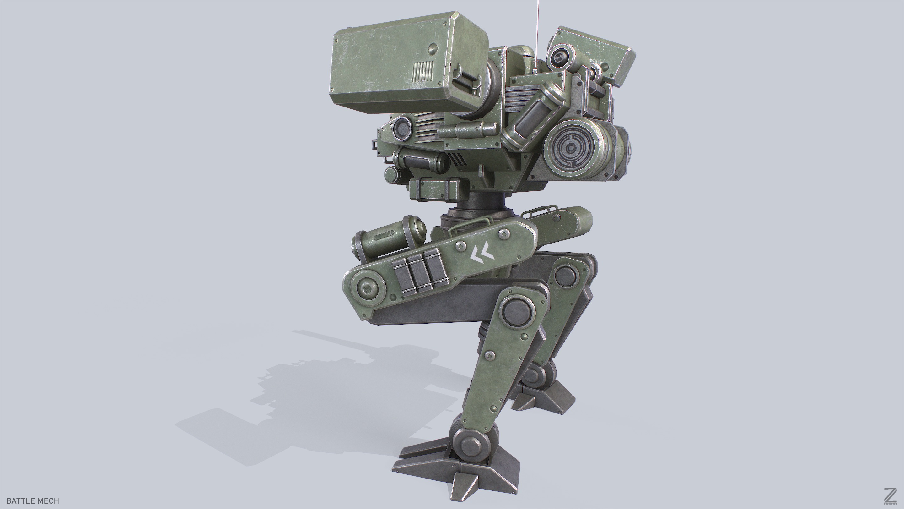 Battle Mech Low-poly 3D model_7