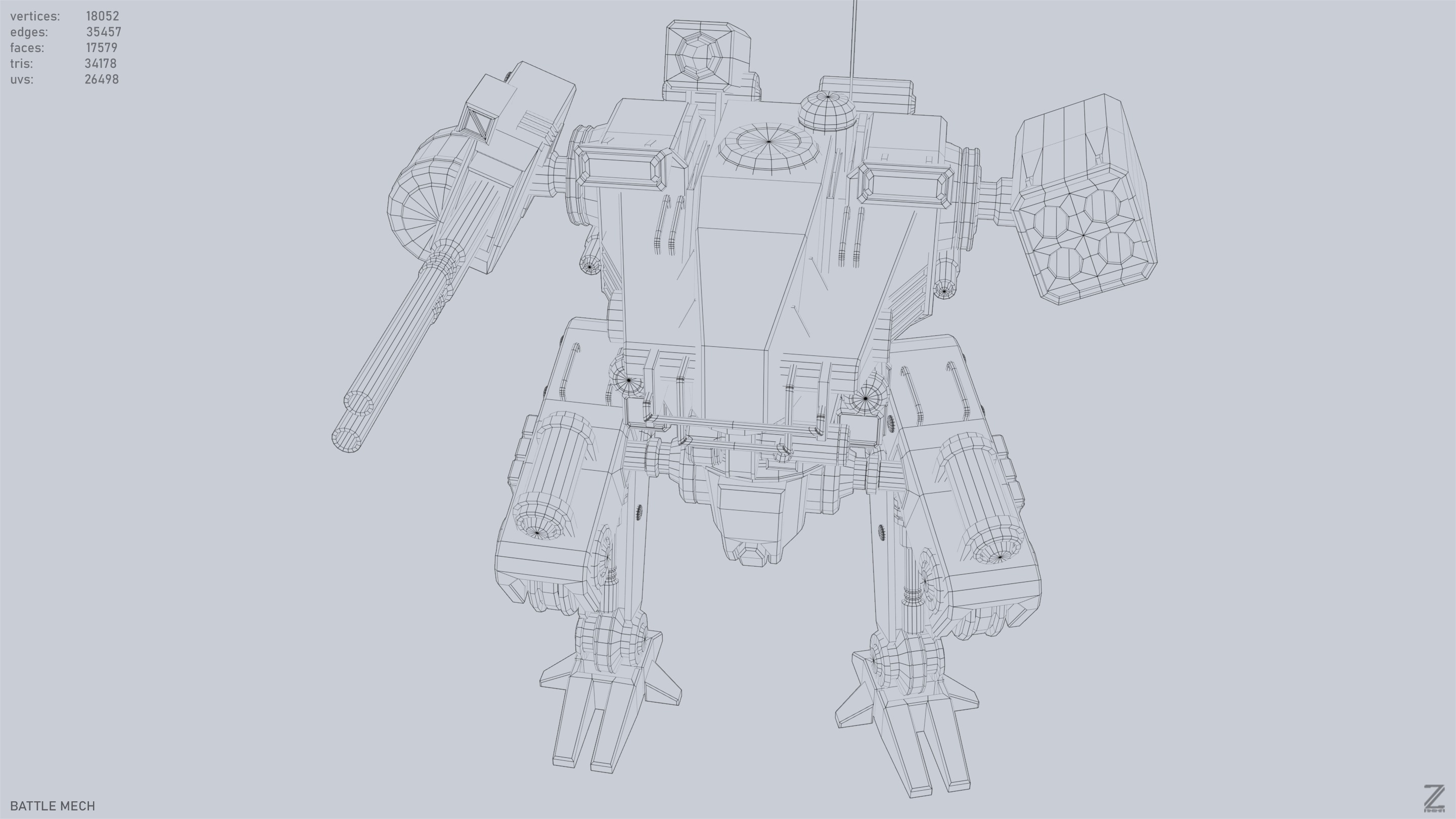 Battle Mech Low-poly 3D model_11