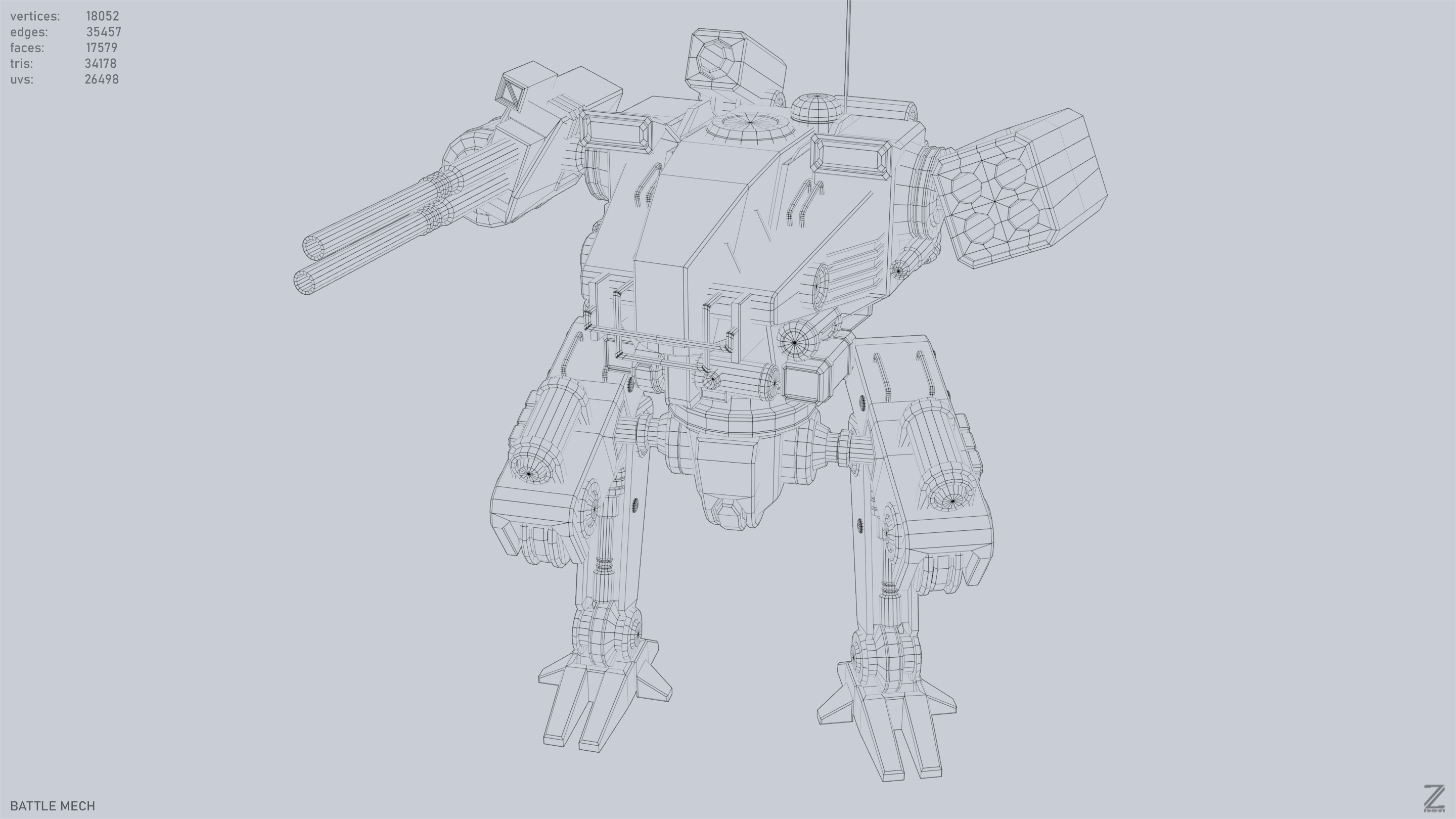 Battle Mech Low-poly 3D model_10