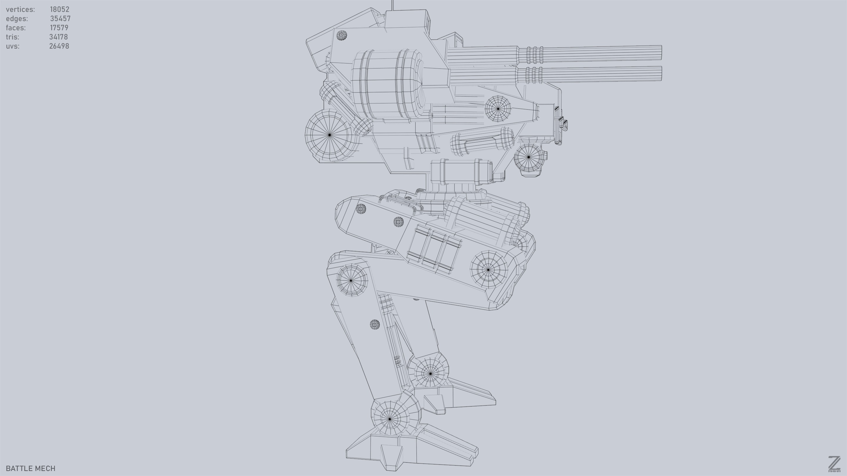Battle Mech Low-poly 3D model_13