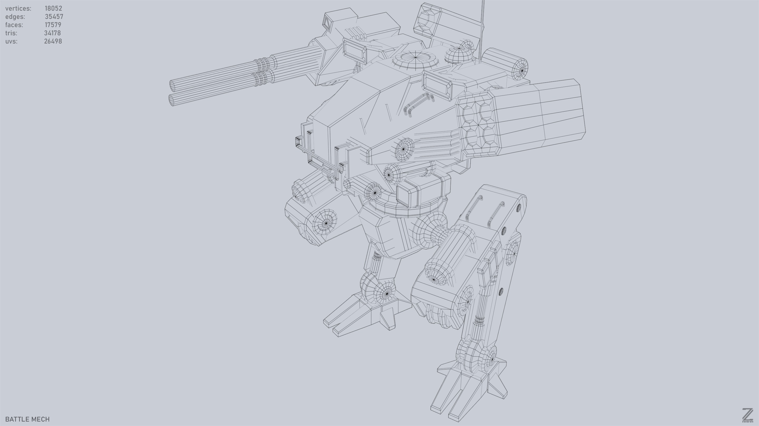 Battle Mech Low-poly 3D model_16
