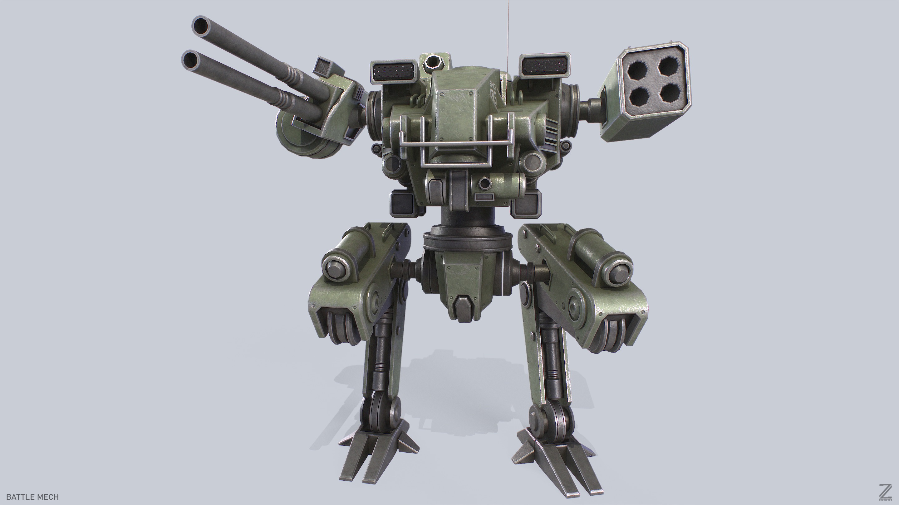 Battle Mech Low-poly 3D model_2