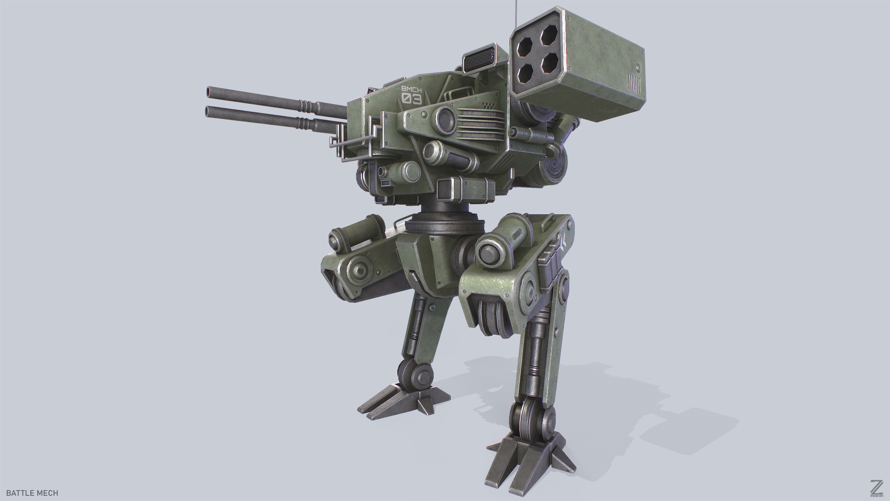 Battle Mech Low-poly 3D model_8
