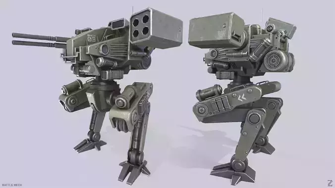 Battle Mech Low-poly 3D model