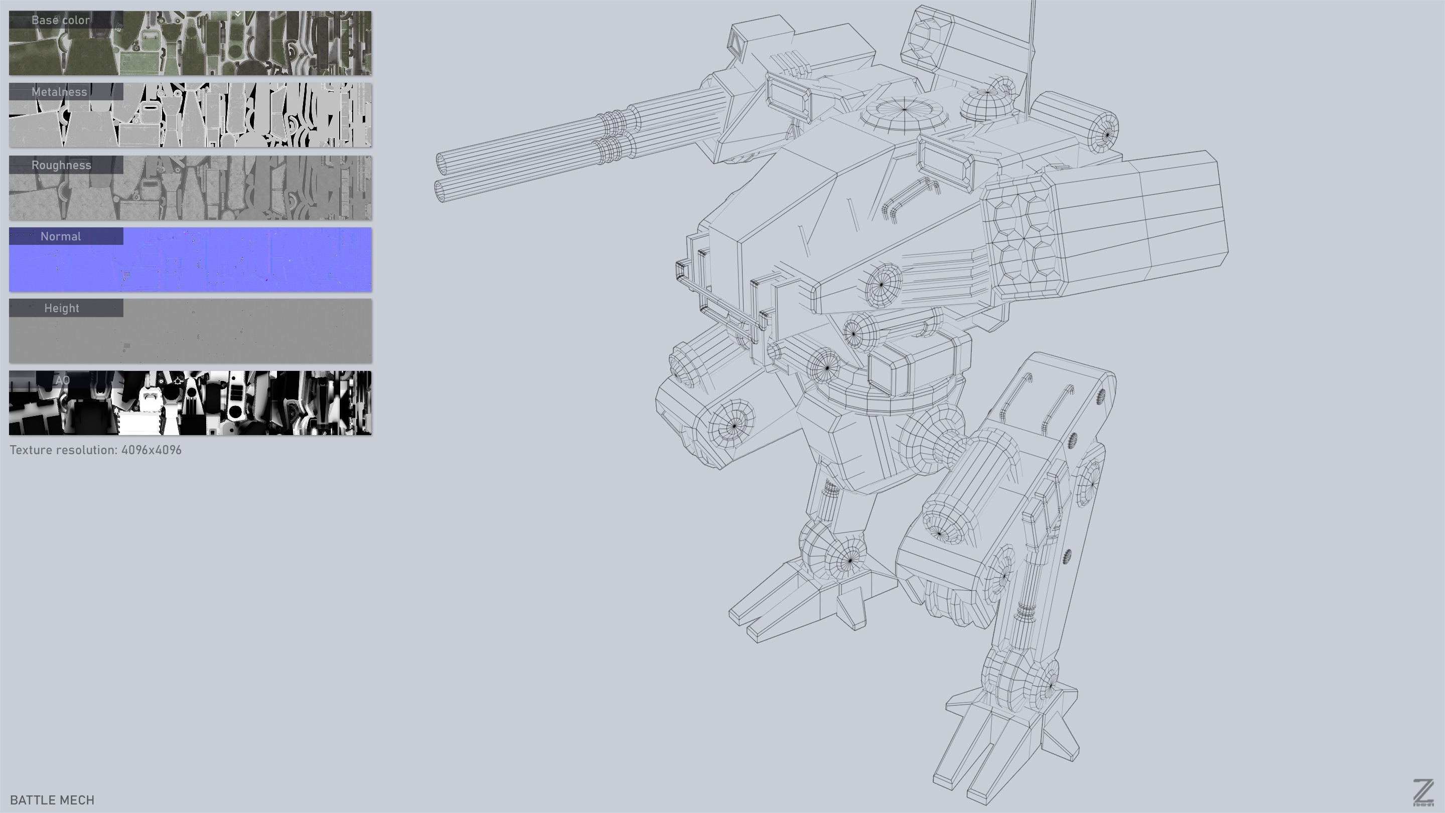 Battle Mech Low-poly 3D model_3