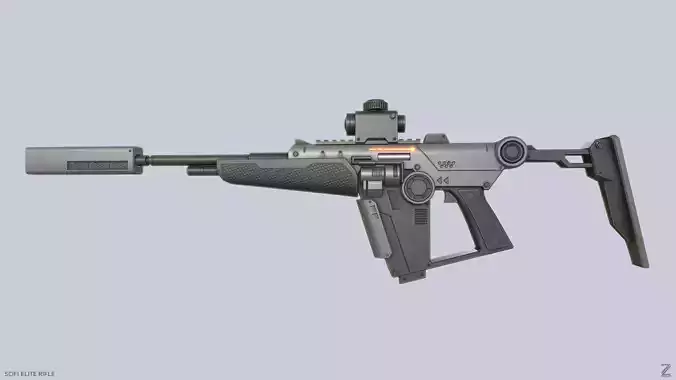 Sci fi elite rifle Low-poly 3D model Sci fi elite rifle Low-poly 3D model