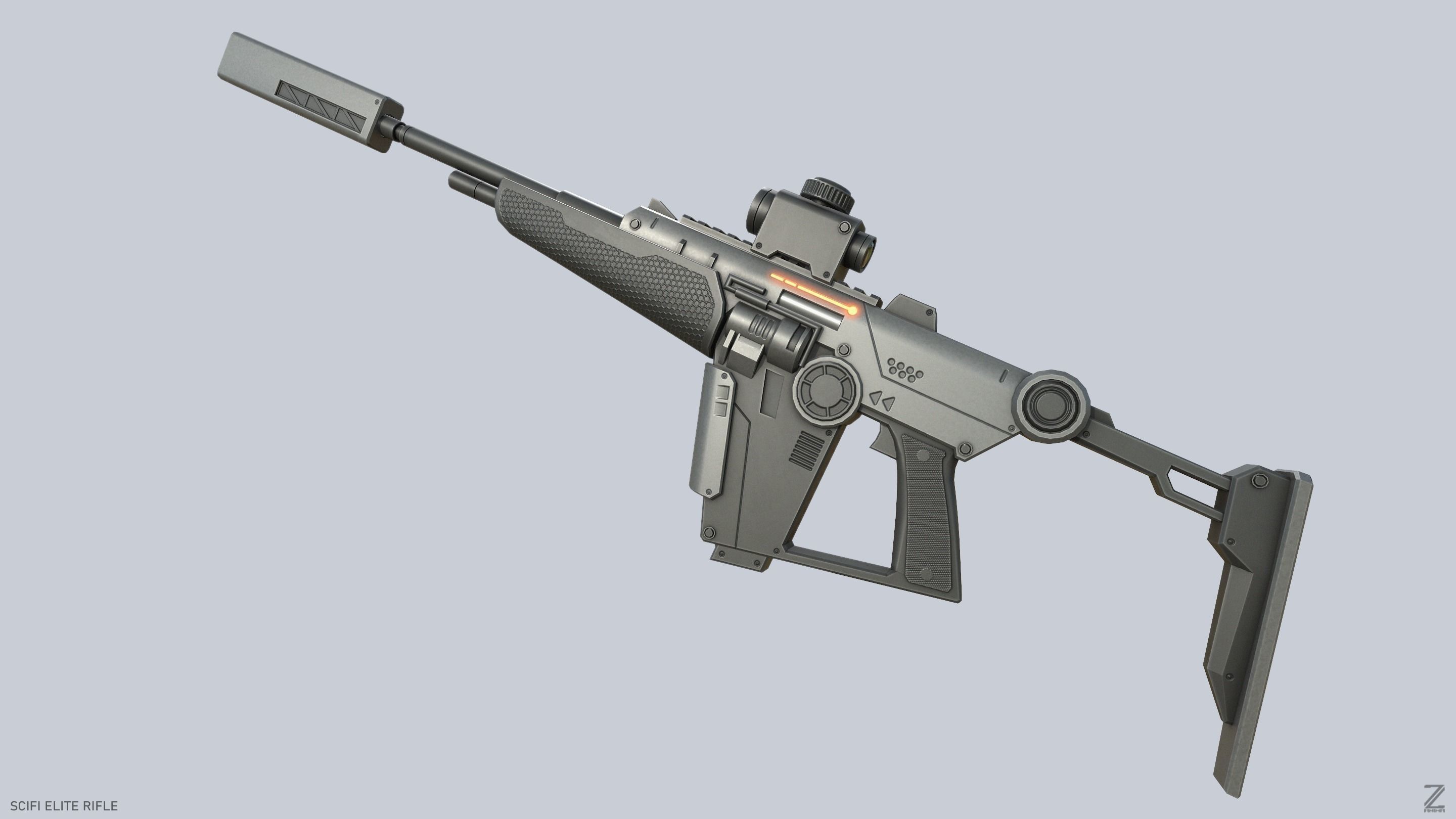 Sci fi elite rifle Low-poly 3D model_4