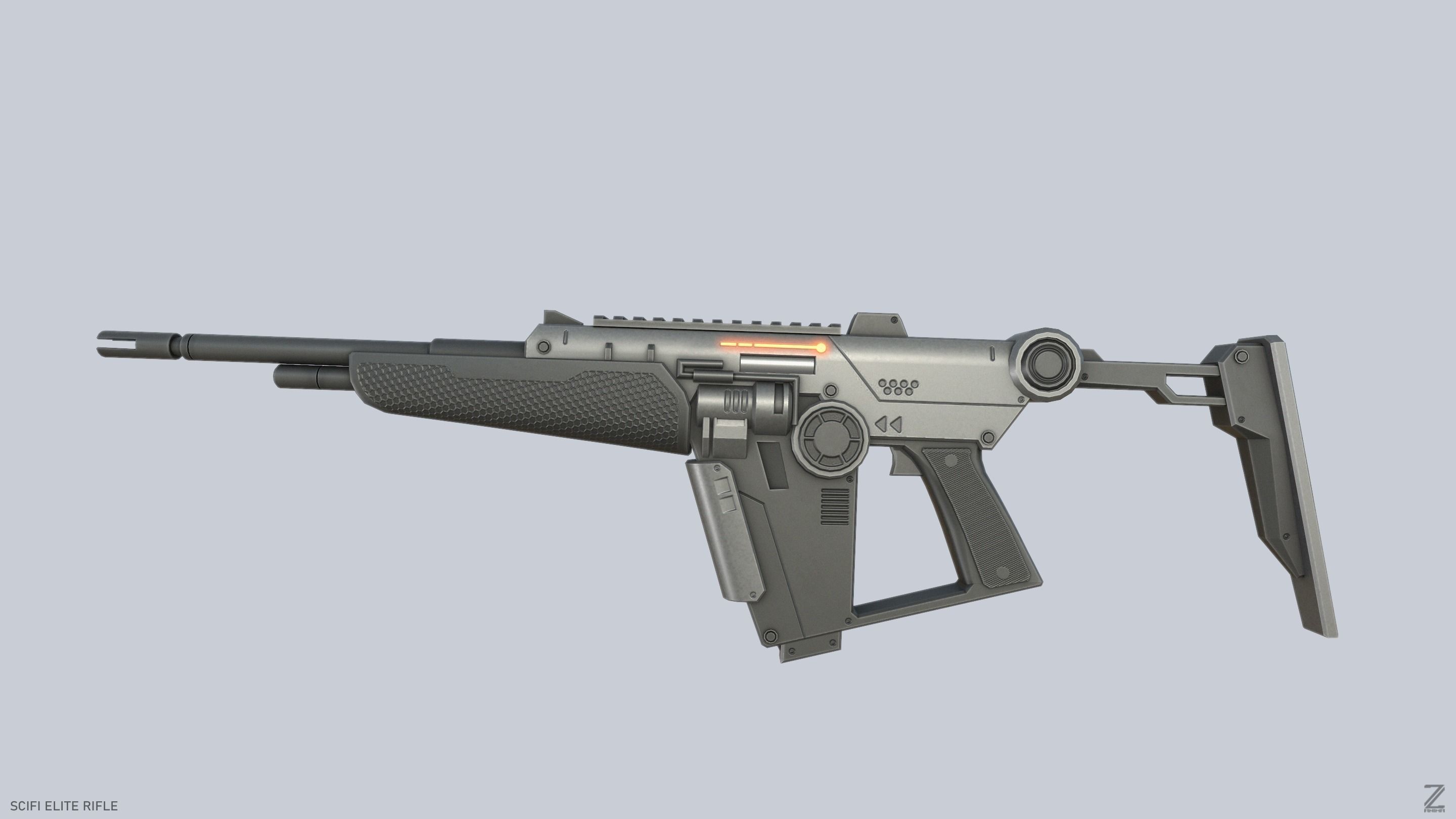 Sci fi elite rifle Low-poly 3D model_5