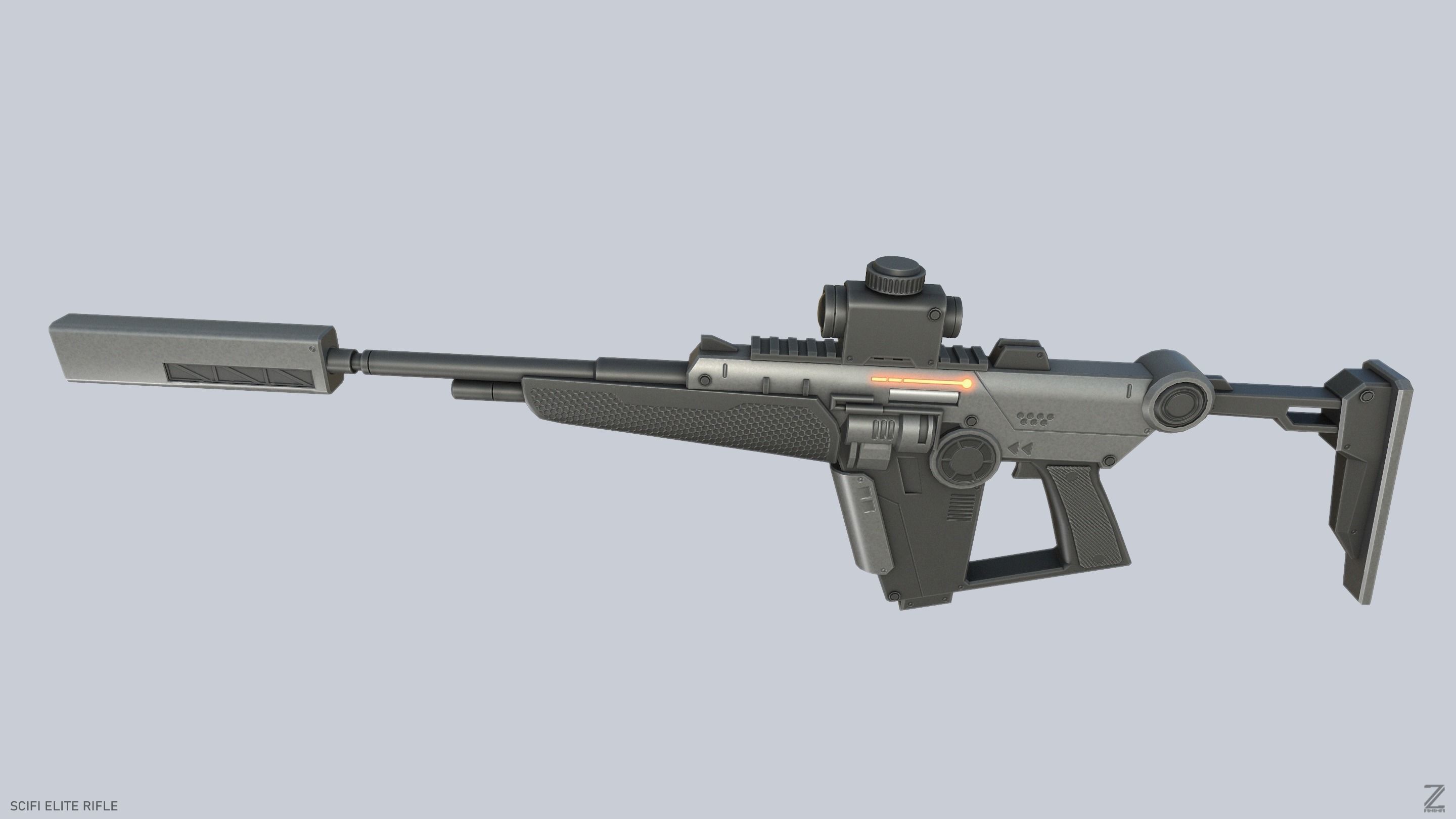 Sci fi elite rifle Low-poly 3D model_8