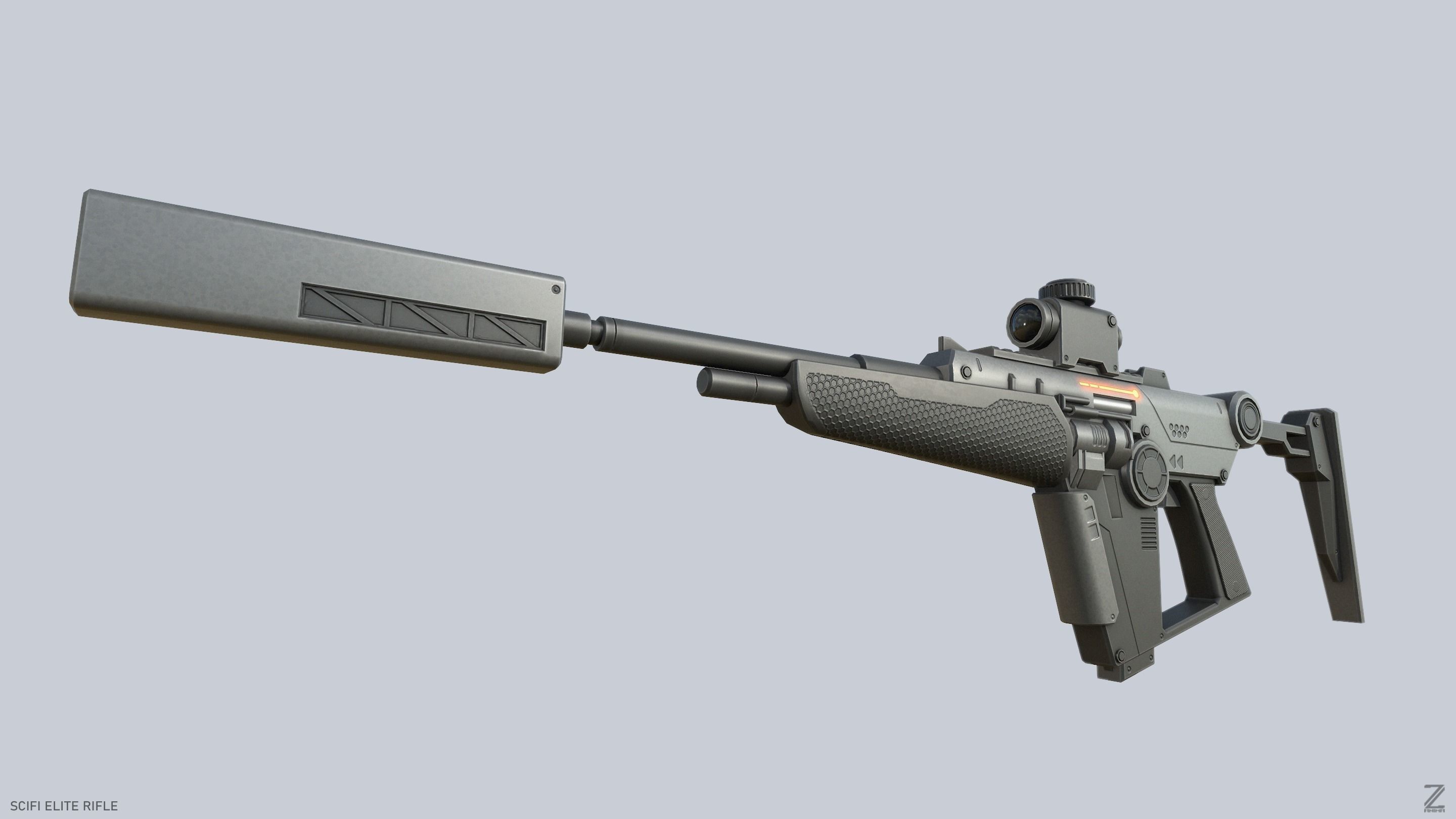 Sci fi elite rifle Low-poly 3D model_7