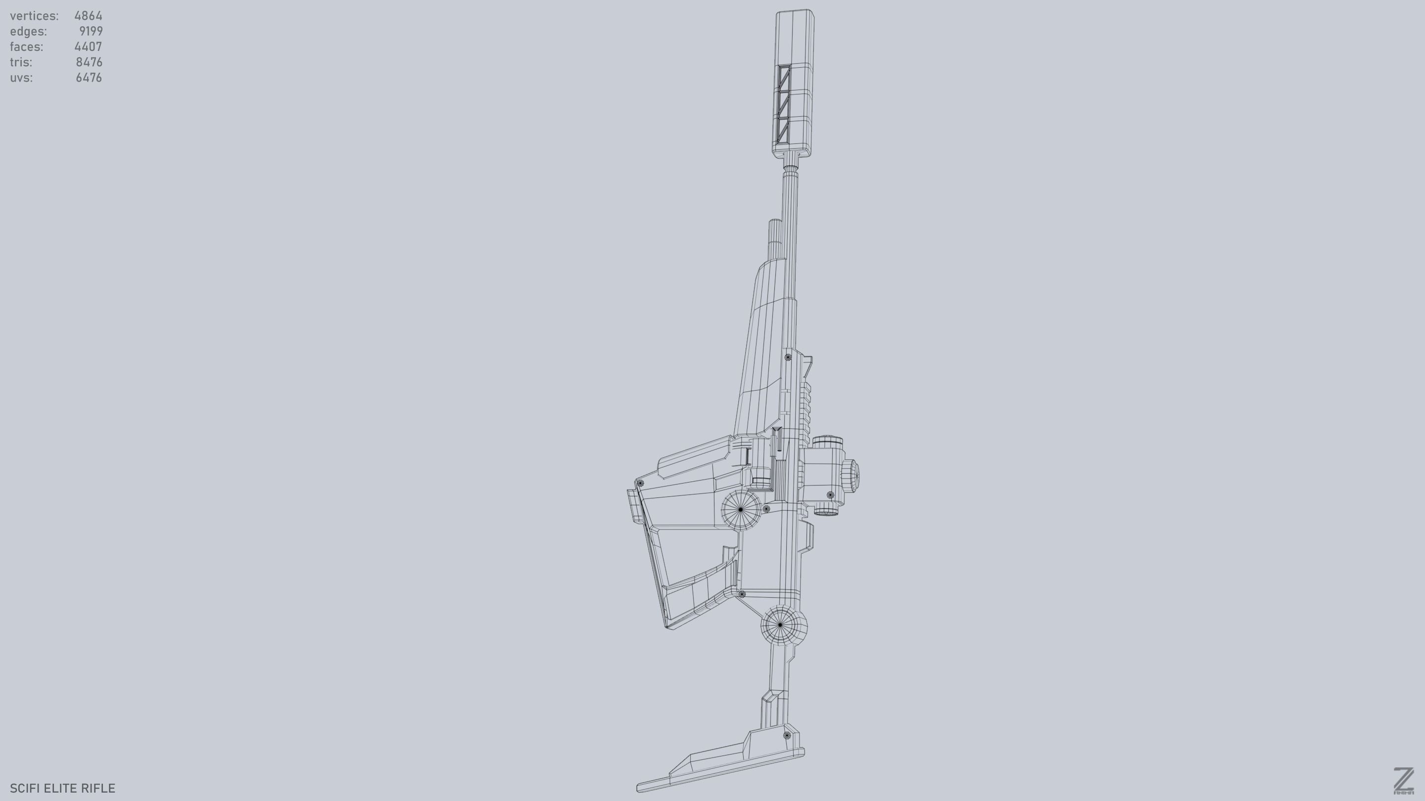 Sci fi elite rifle Low-poly 3D model_13