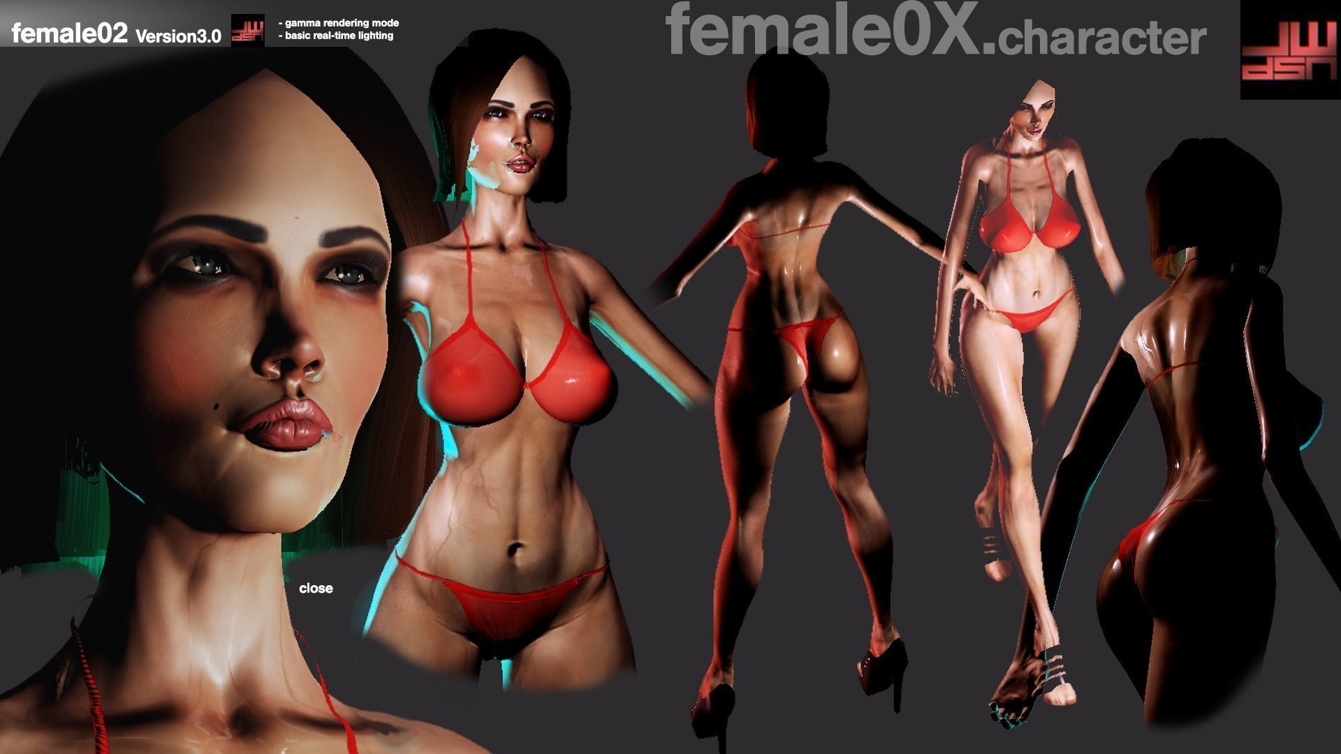 Fatal Female 02 for Unity Low-poly 3D model_6