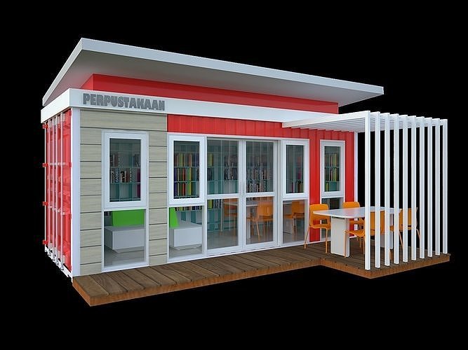 sipping container mini library 3D model