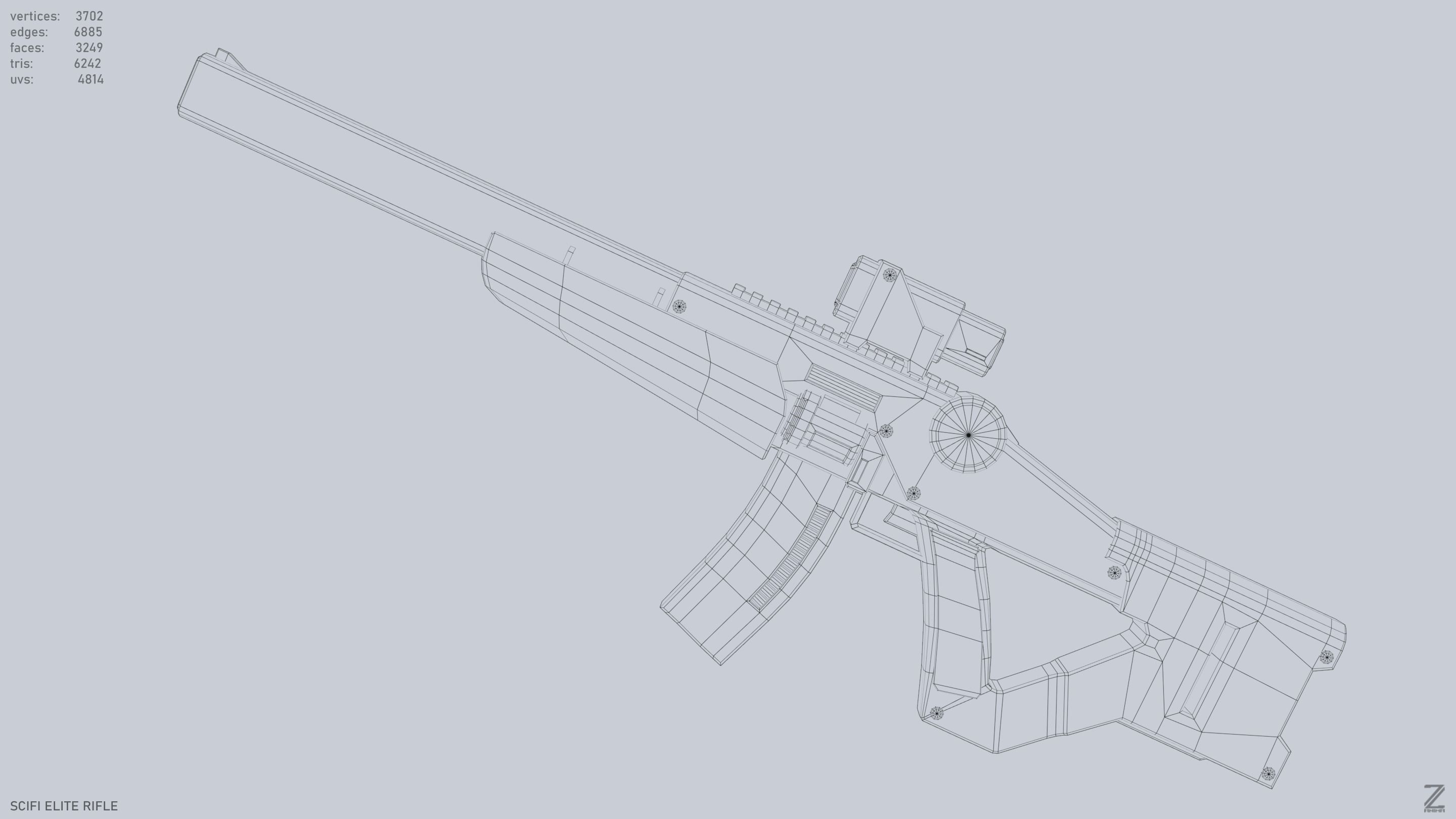 Sci fi elite rifle Low-poly 3D model_10