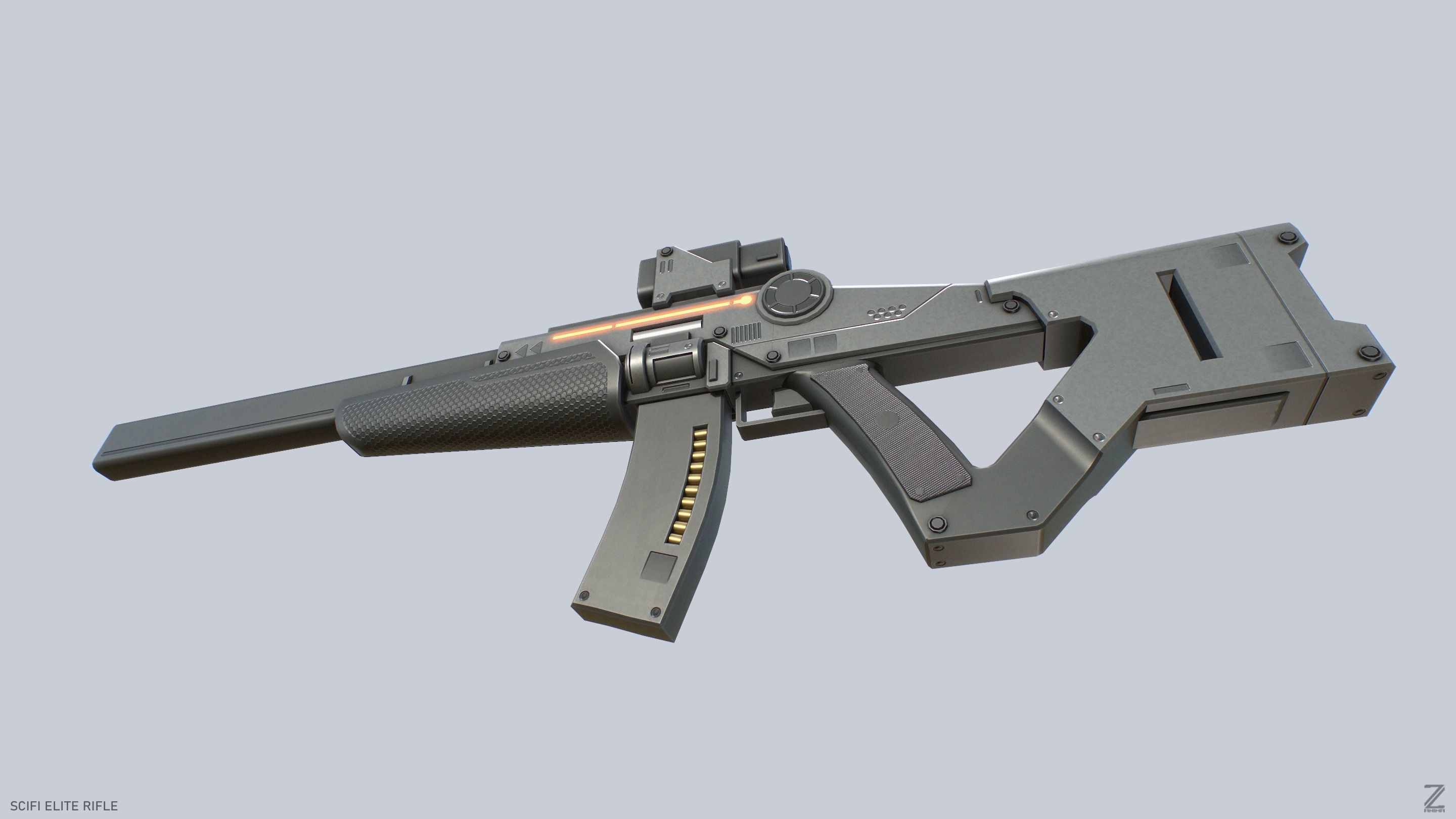Sci fi elite rifle Low-poly 3D model_7