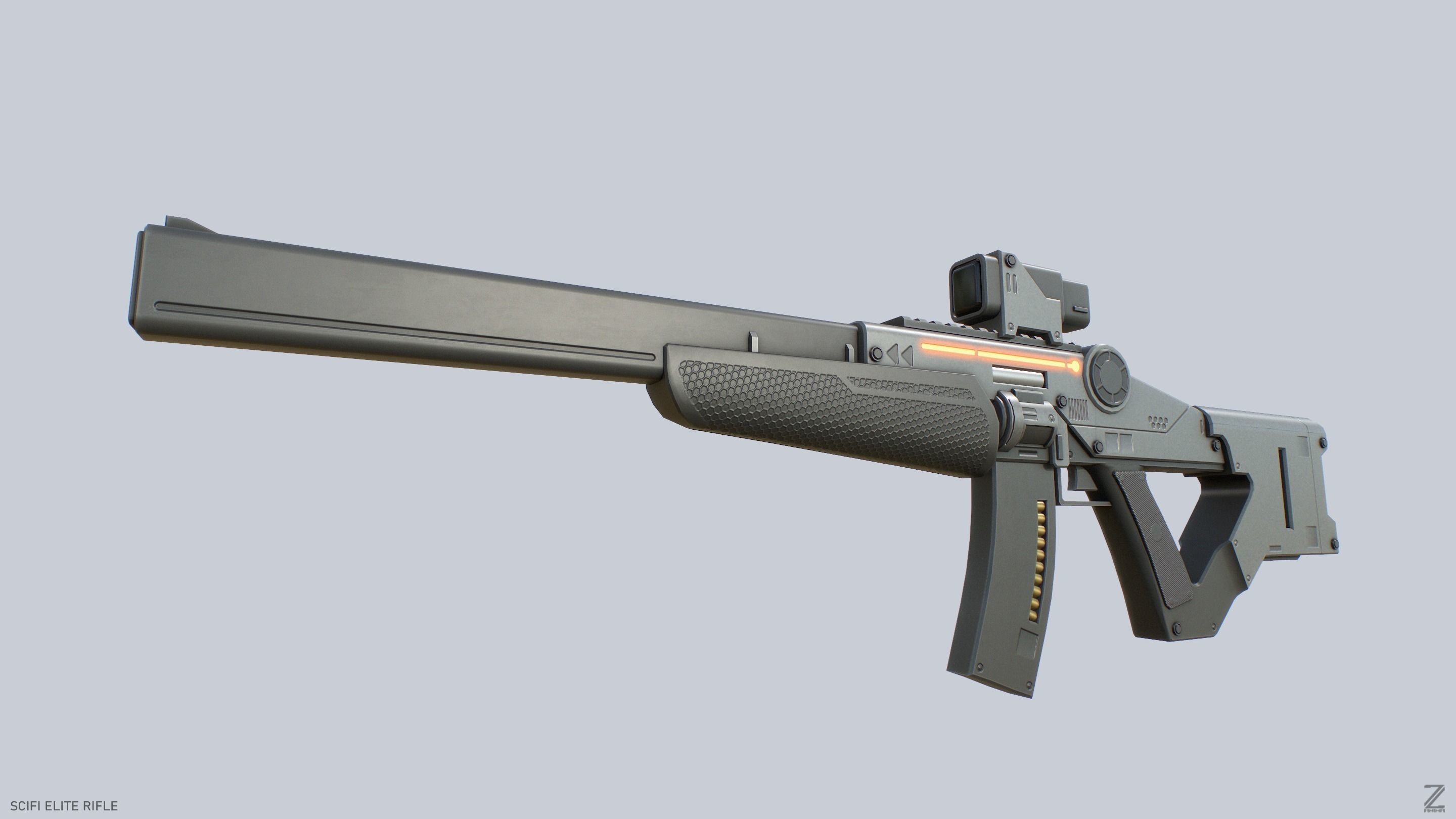 Sci fi elite rifle Low-poly 3D model_6