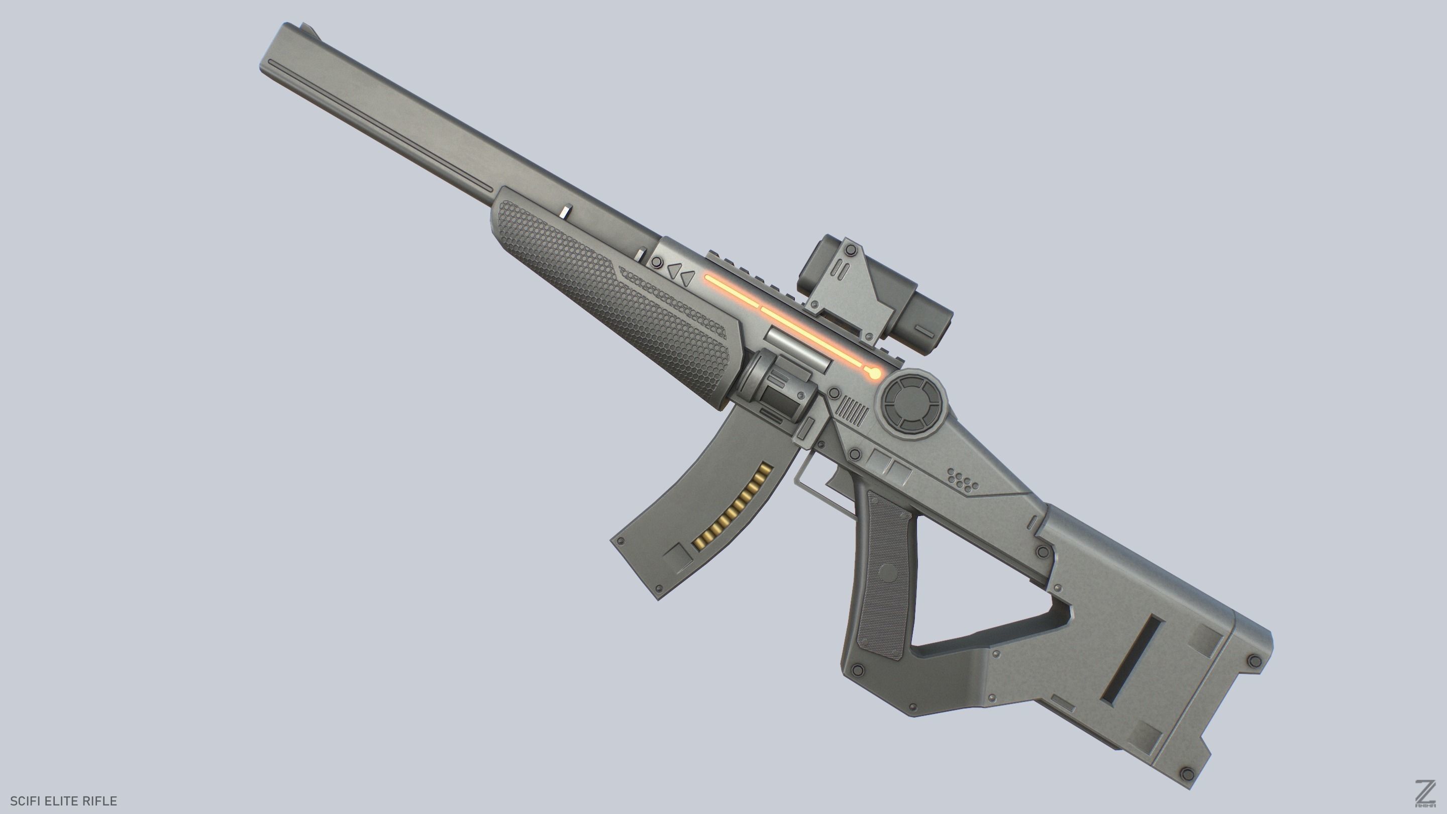 Sci fi elite rifle Low-poly 3D model_4