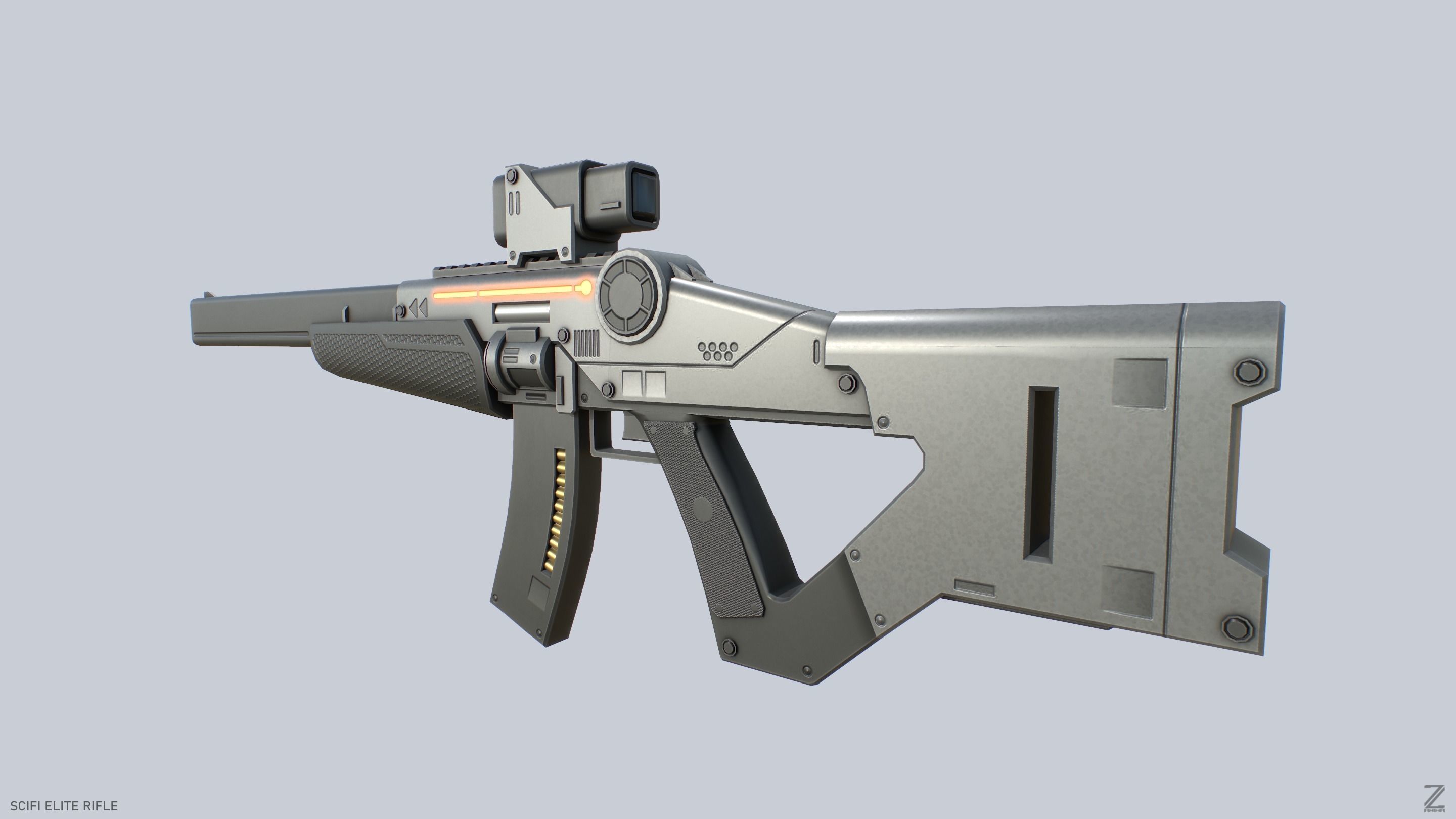 Sci fi elite rifle Low-poly 3D model_8