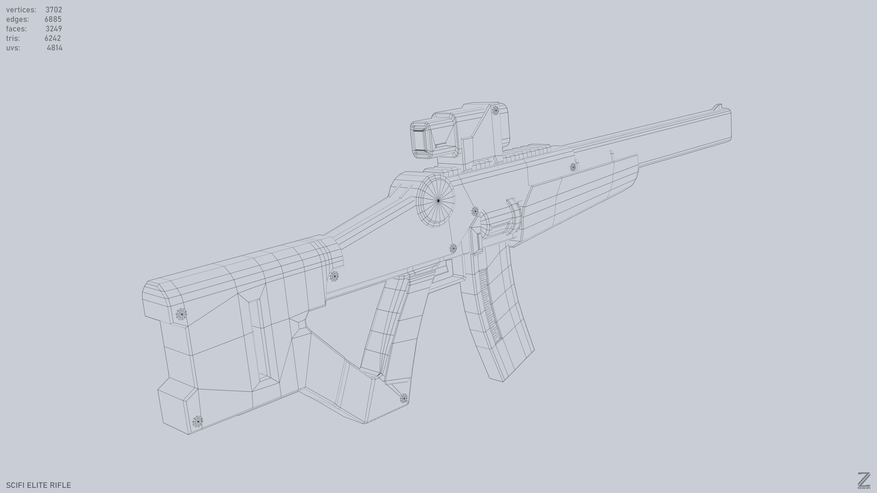 Sci fi elite rifle Low-poly 3D model_12