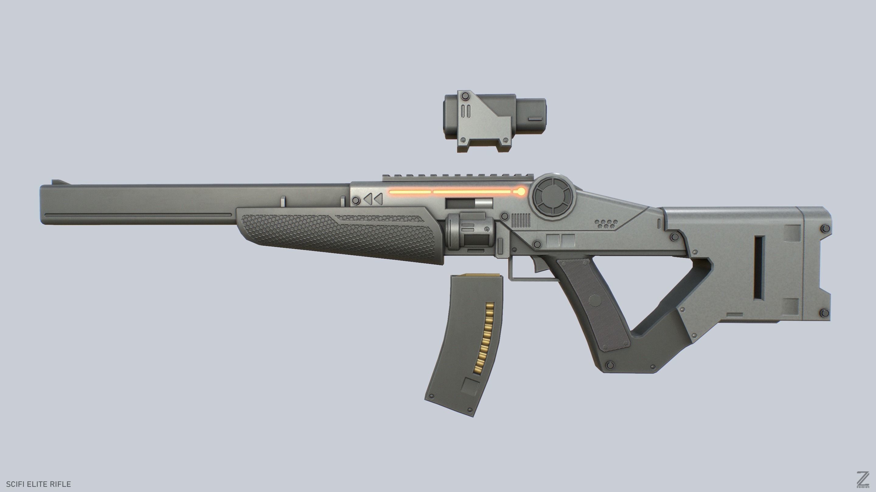 Sci fi elite rifle Low-poly 3D model_2
