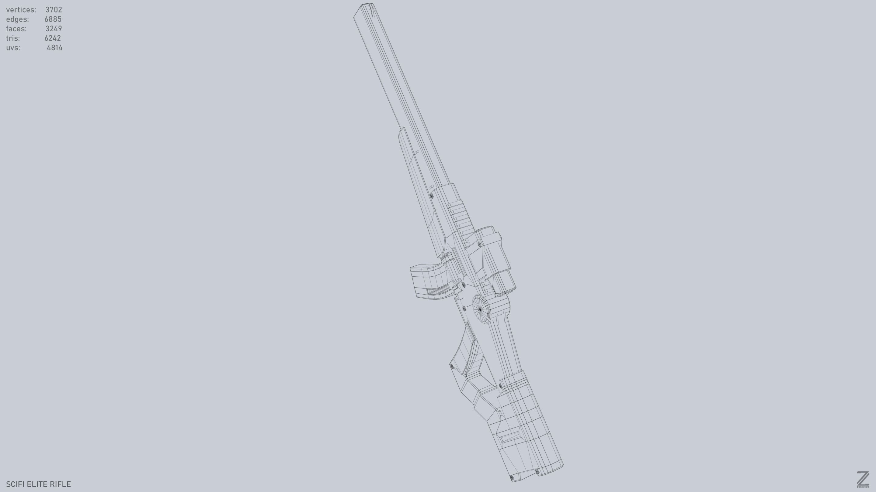 Sci fi elite rifle Low-poly 3D model_13