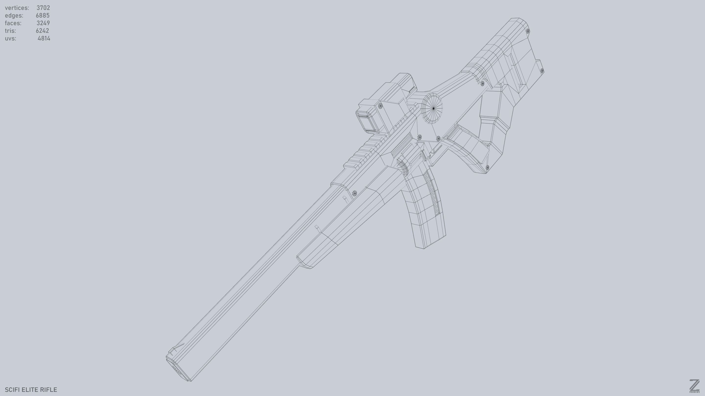 Sci fi elite rifle Low-poly 3D model_14