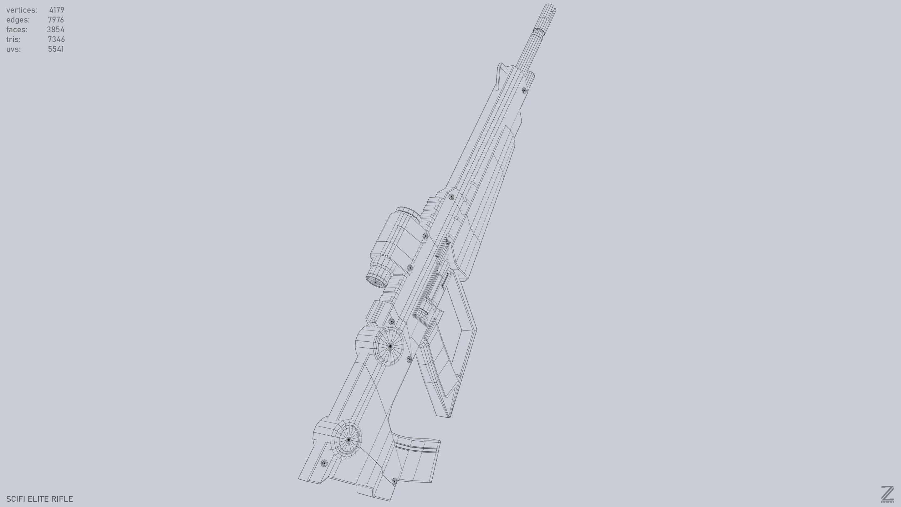 Sci fi elite rifle Low-poly 3D model_14